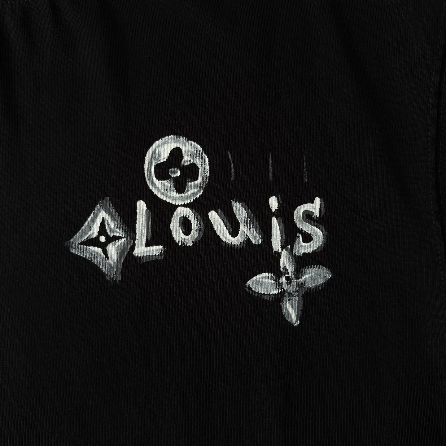 Louis Vuitton Louis vuitton路易威登LV26ss手绘涂鸦风短袖磨破圆领T恤