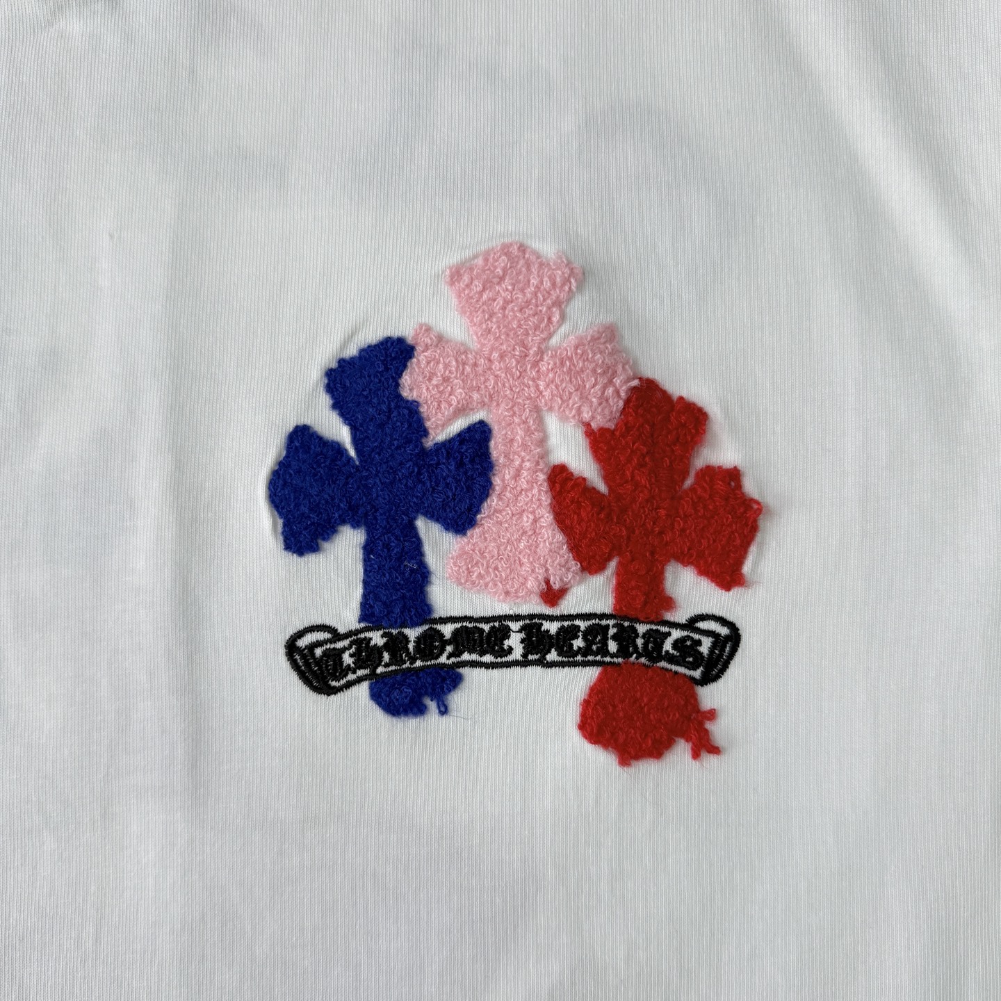 Chrome Hearts Chrome Hearts克罗心26ss新款彩色多巴胺十字架毛巾绣短袖做旧圆领T恤