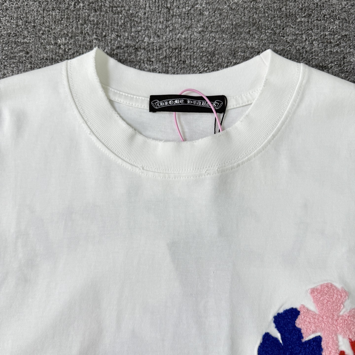 Chrome Hearts Chrome Hearts克罗心26ss新款彩色多巴胺十字架毛巾绣短袖做旧圆领T恤