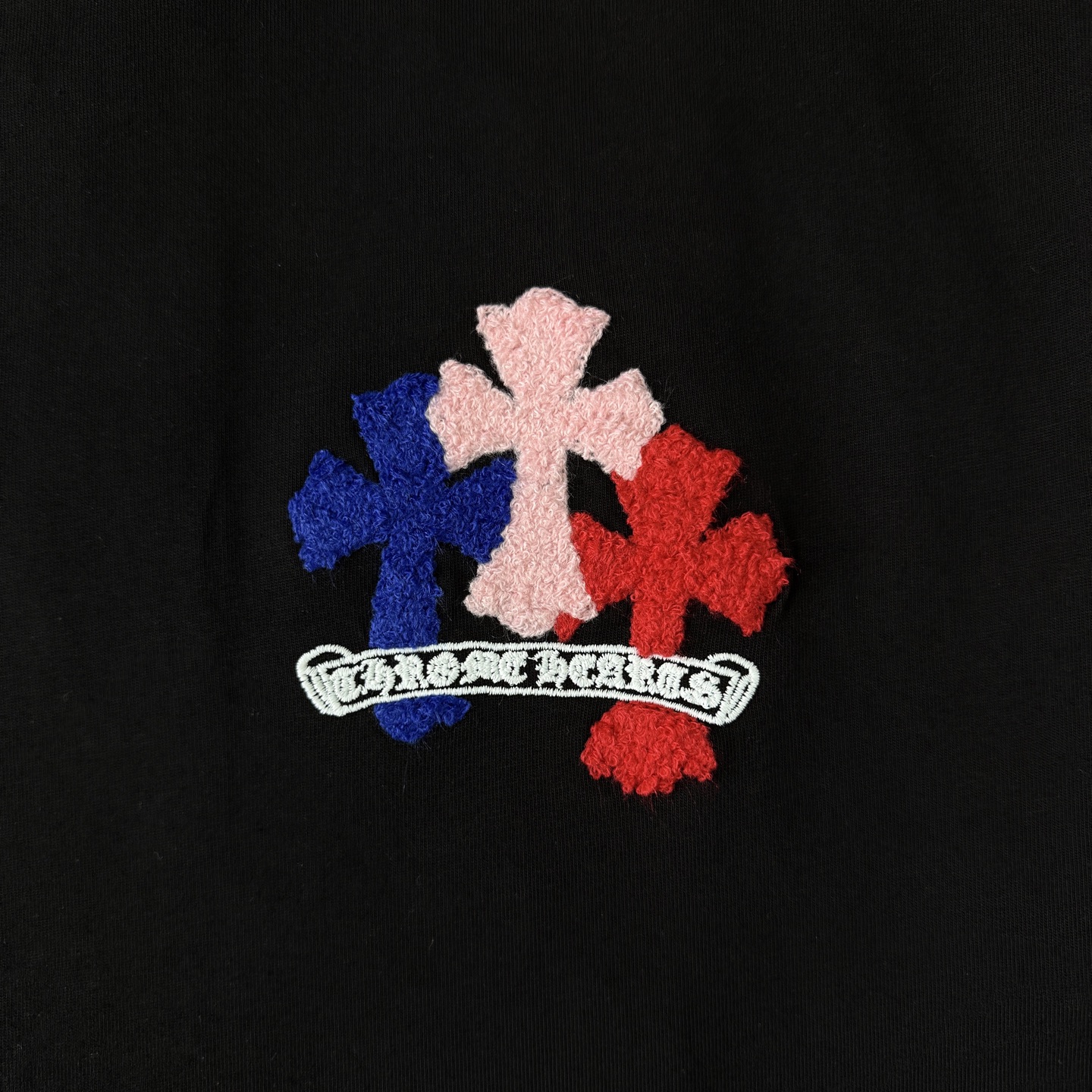 Chrome Hearts Chrome Hearts克罗心26ss新款彩色多巴胺十字架毛巾绣短袖做旧圆领T恤