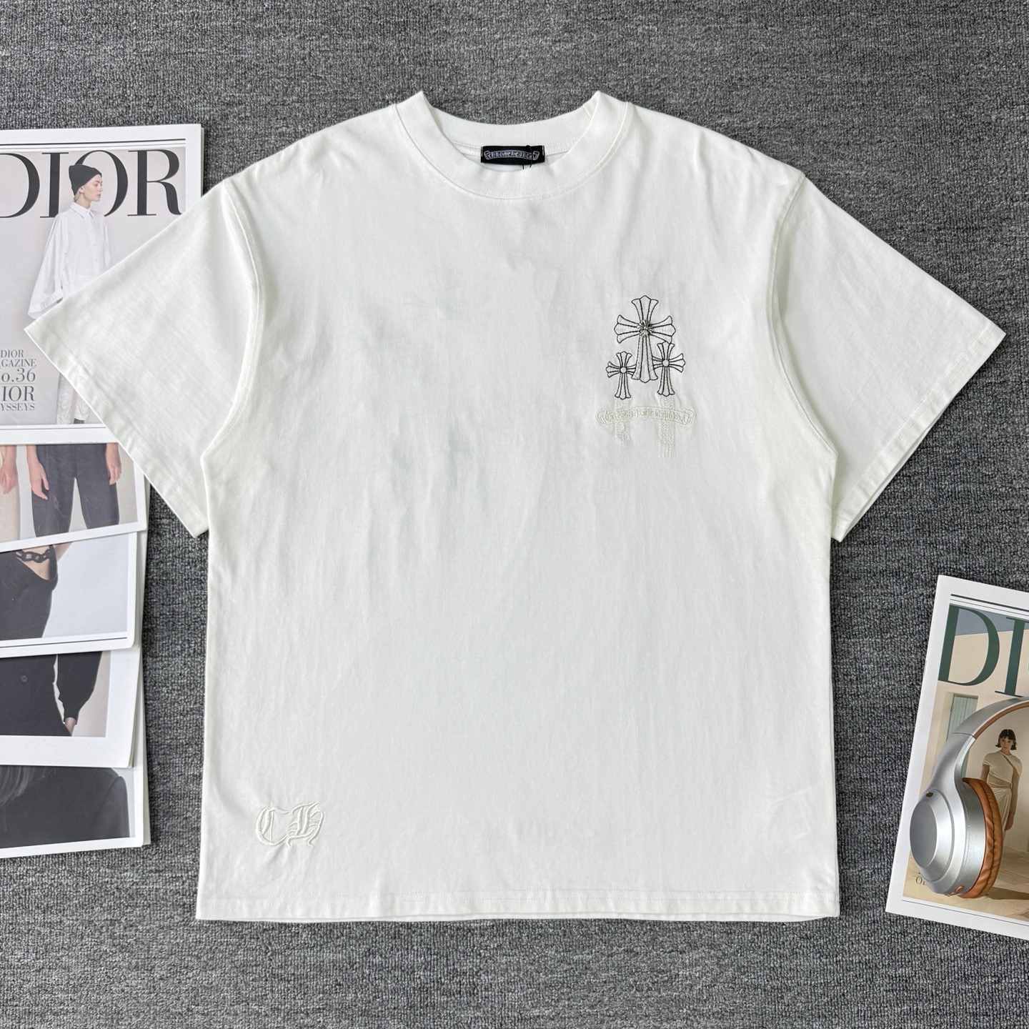Chrome Hearts Chrome hearts克罗心CH26ss光变线刺绣重工短袖圆领T恤