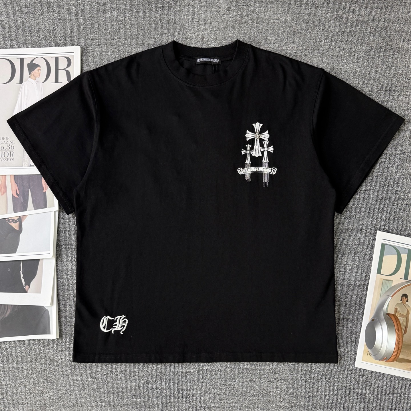 Chrome Hearts Chrome hearts克罗心CH26ss光变线刺绣重工短袖圆领T恤