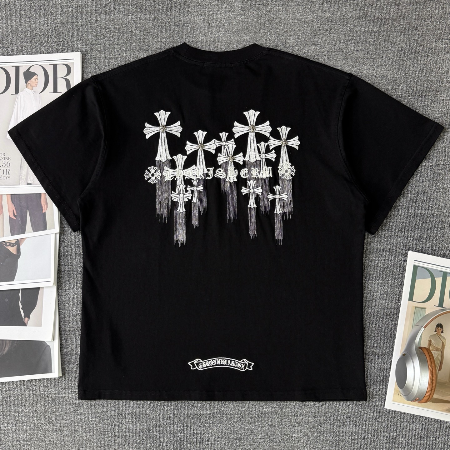 Chrome Hearts Chrome hearts克罗心CH26ss光变线刺绣重工短袖圆领T恤