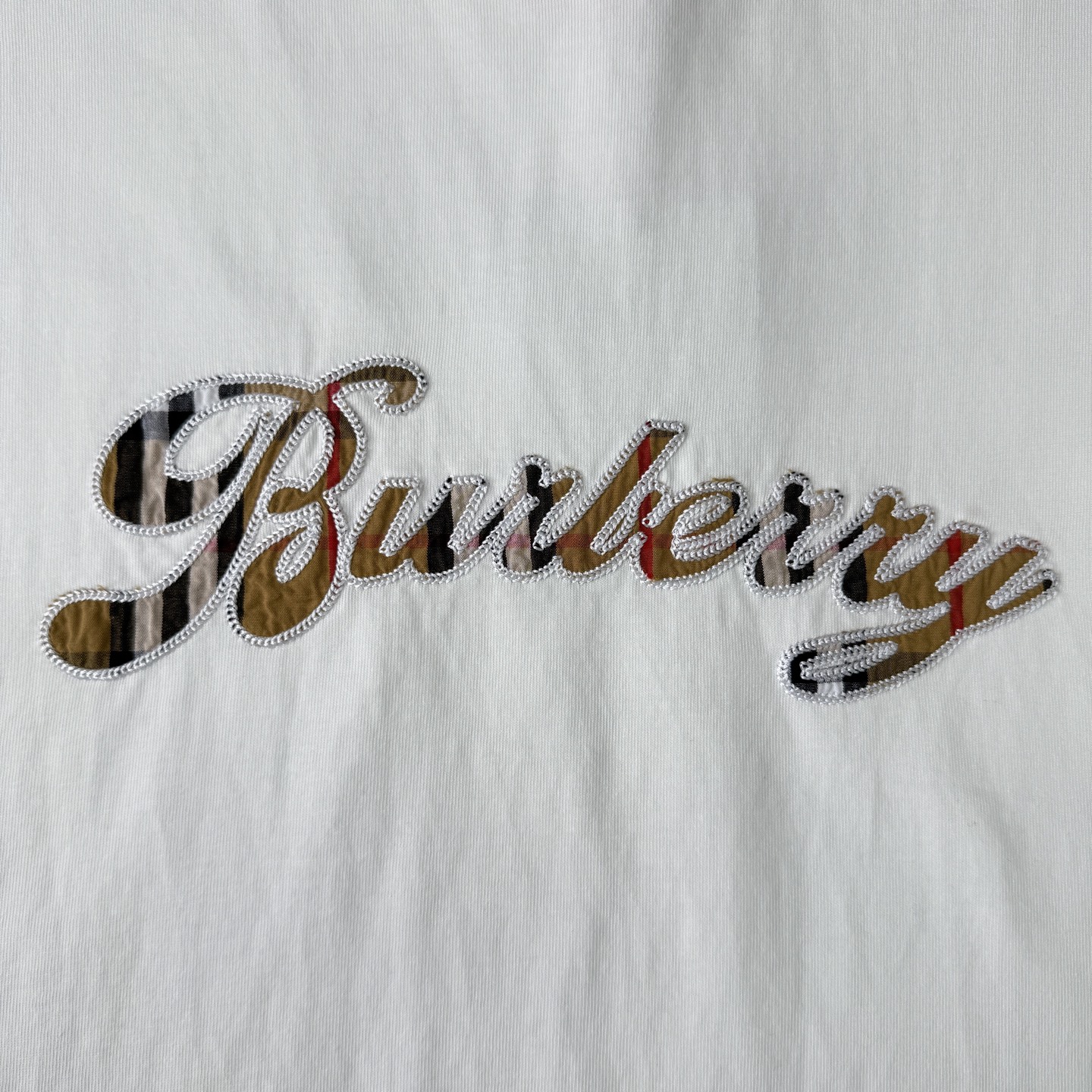 Burberry Burberry巴宝莉26ss新款 格纹贴布绣T恤做旧圆领短袖