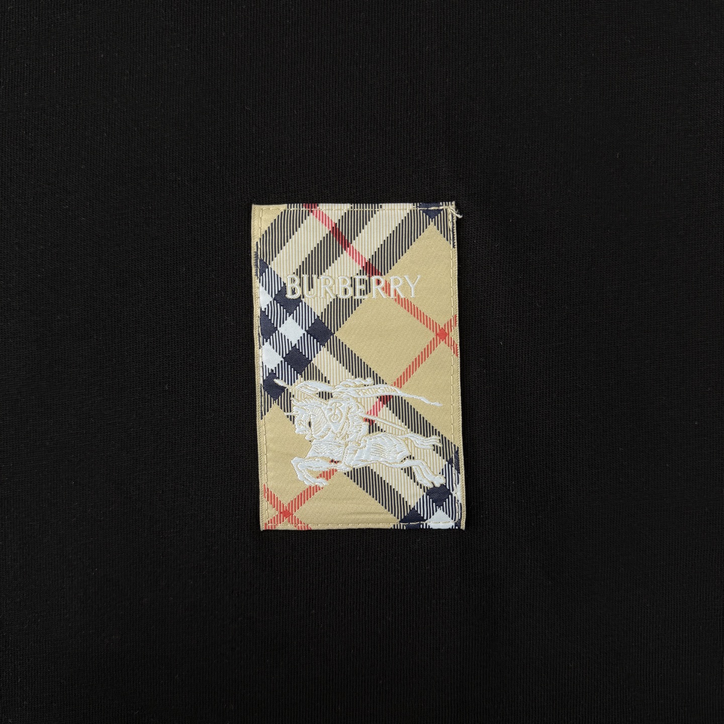 Burberry Burberry巴宝莉26ss新款 格纹贴布绣T恤做旧圆领短袖