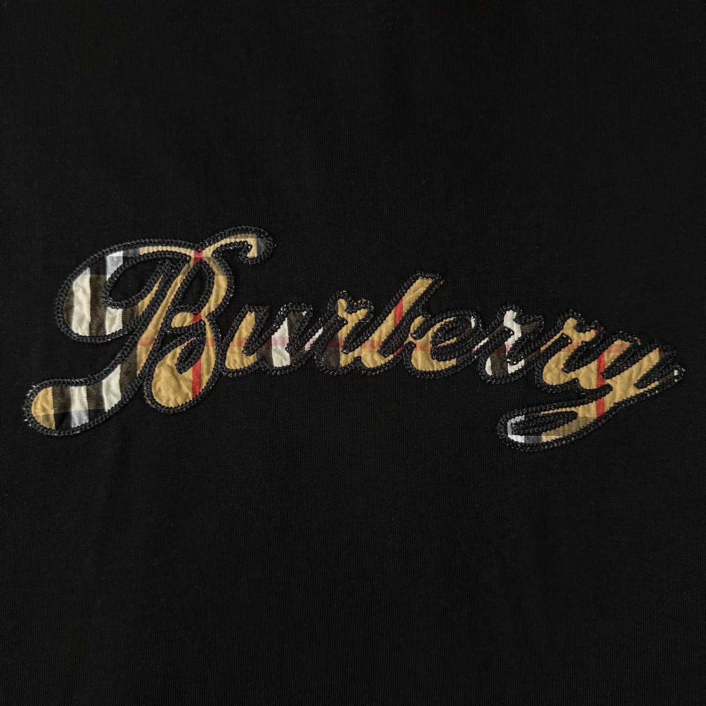 Burberry Burberry巴宝莉26ss新款 格纹贴布绣T恤做旧圆领短袖