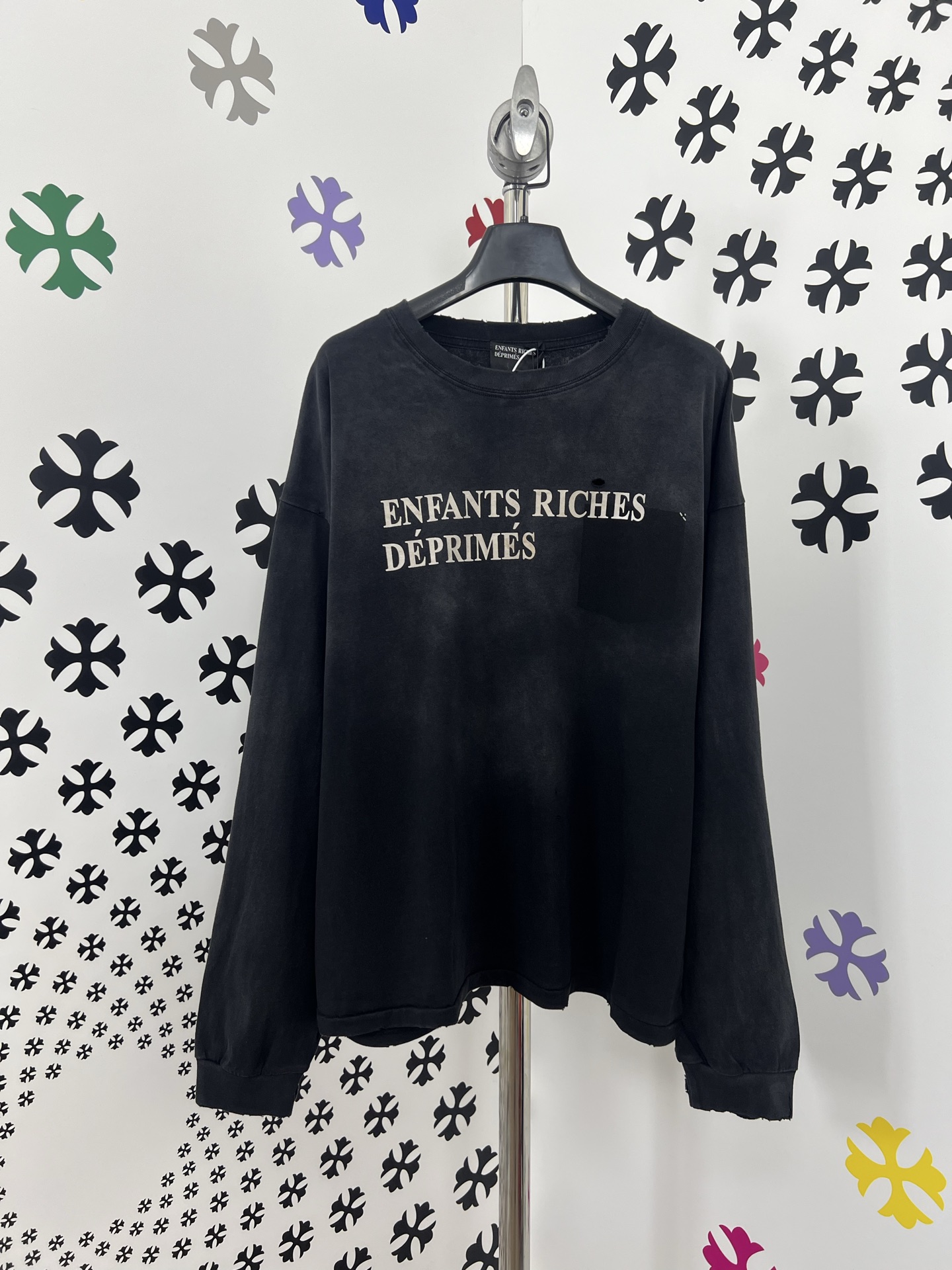 ERD Enfants Riches Deprimes Graphic Print Long Sleeve Tee – Washed Black