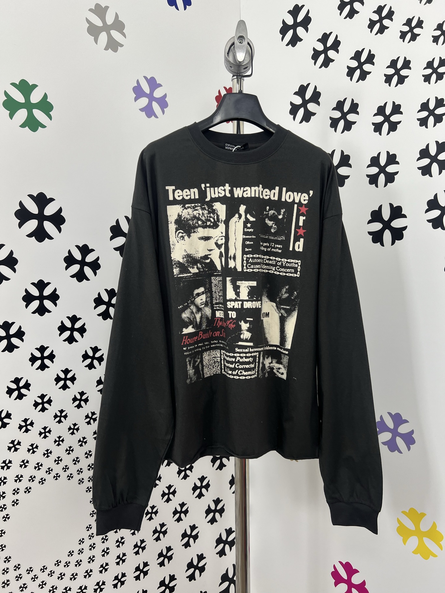 ERD Enfants Riches Deprimes Graphic Print Long Sleeve Shirt – Washed Black