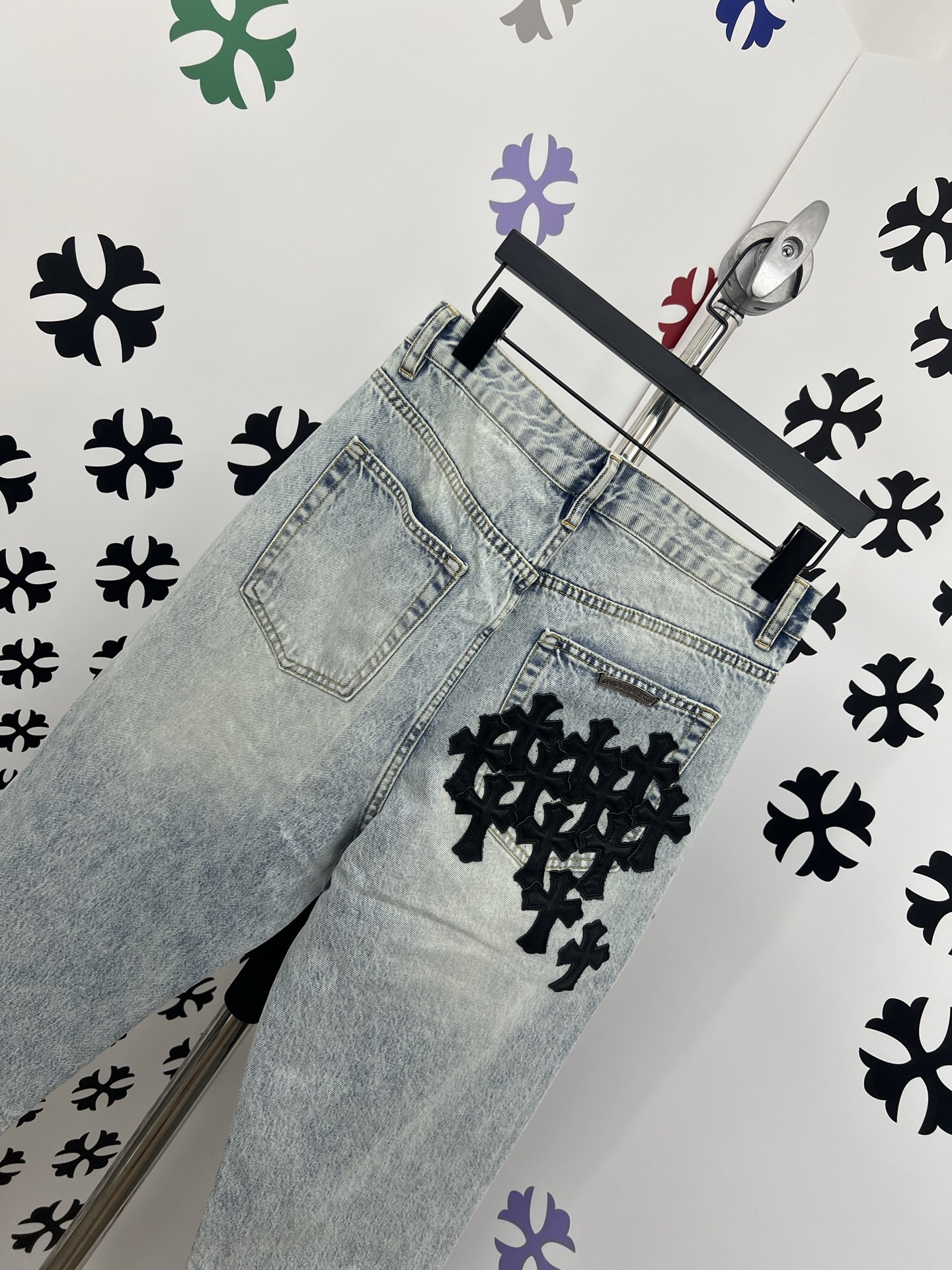 Chrome Hearts Jeans: 925 Silver, Cross Patchwork, Washed Denim - Sizes 28-38 10 i1752498078261 2560 0 8