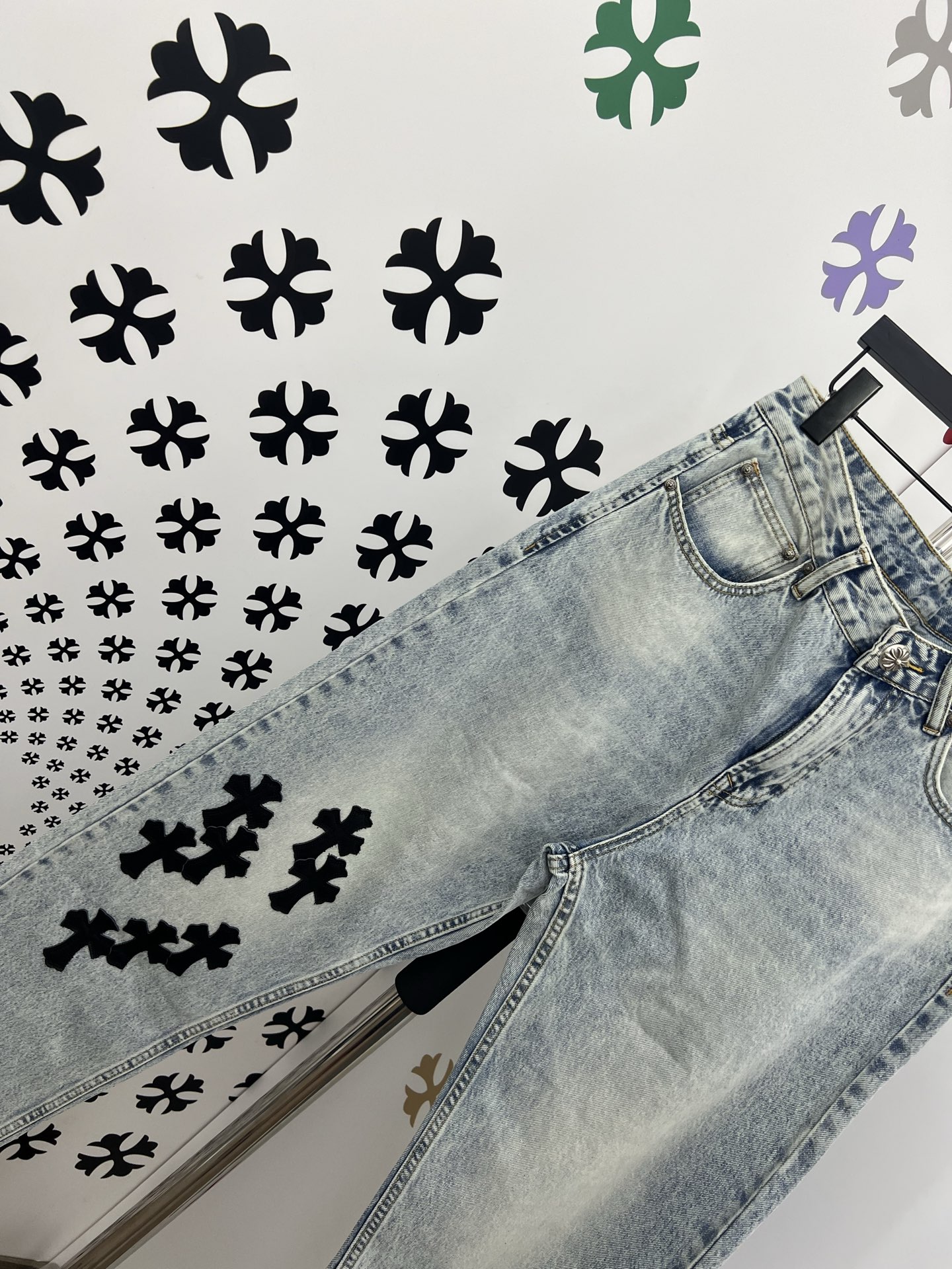 Chrome Hearts Jeans: 925 Silver, Cross Patchwork, Washed Denim - Sizes 28-38 8 i1752498078381 8486 0 6