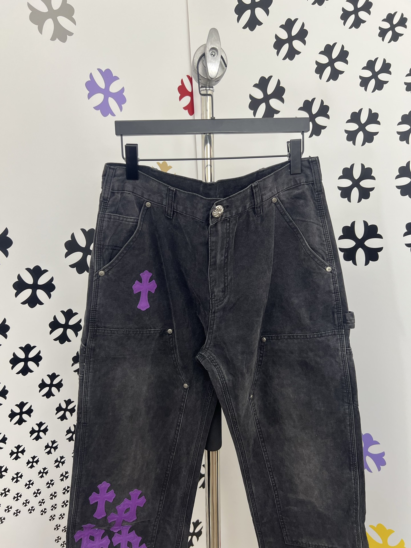 Chrome Hearts Jeans: Cross Patchwork, 925 Silver Buckle, Washed Denim - 2025 5 i1752498167053 5101 0 3