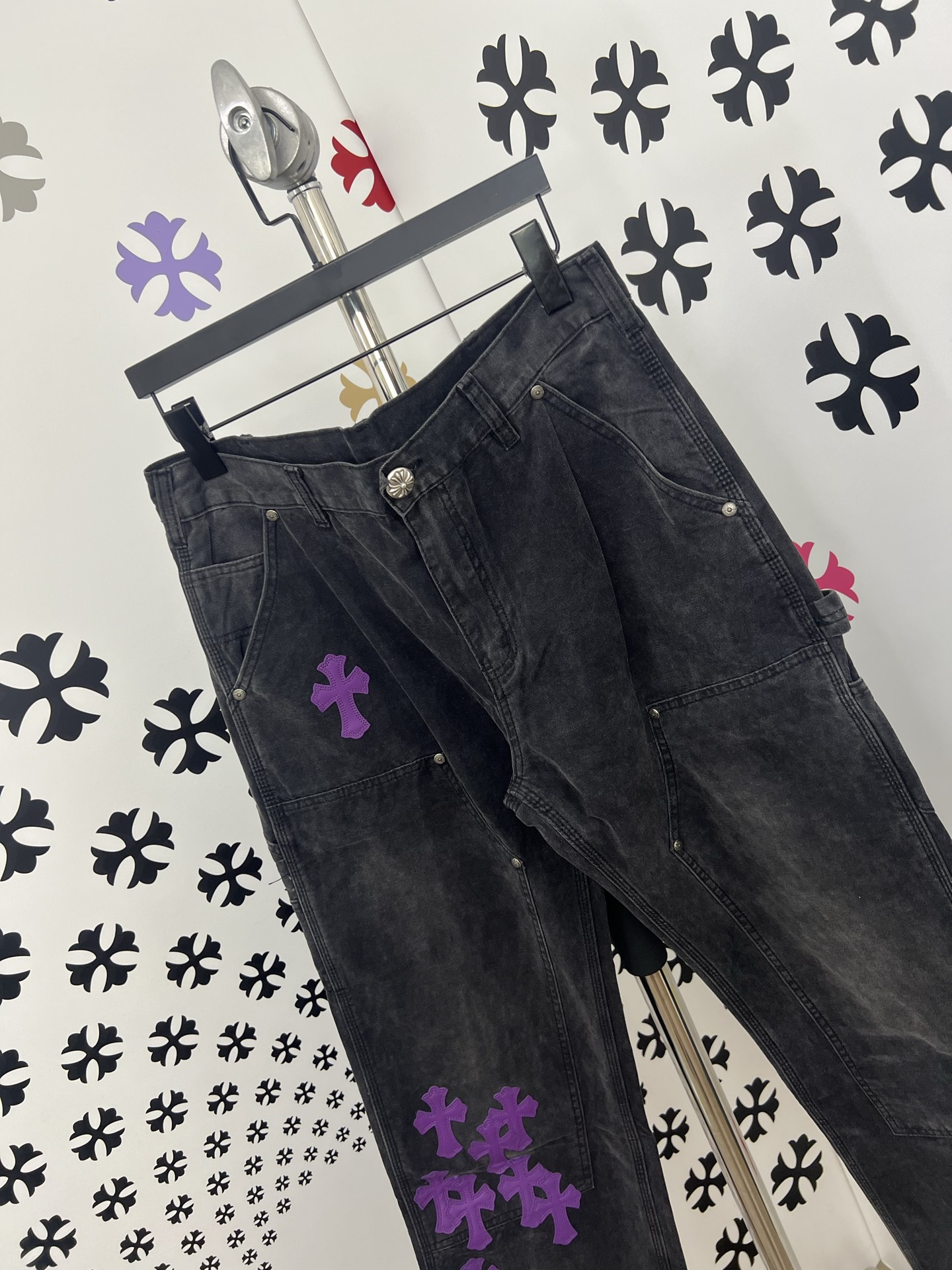Chrome Hearts Jeans: Cross Patchwork, 925 Silver Buckle, Washed Denim - 2025 8 i1752498168801 9276 0 6