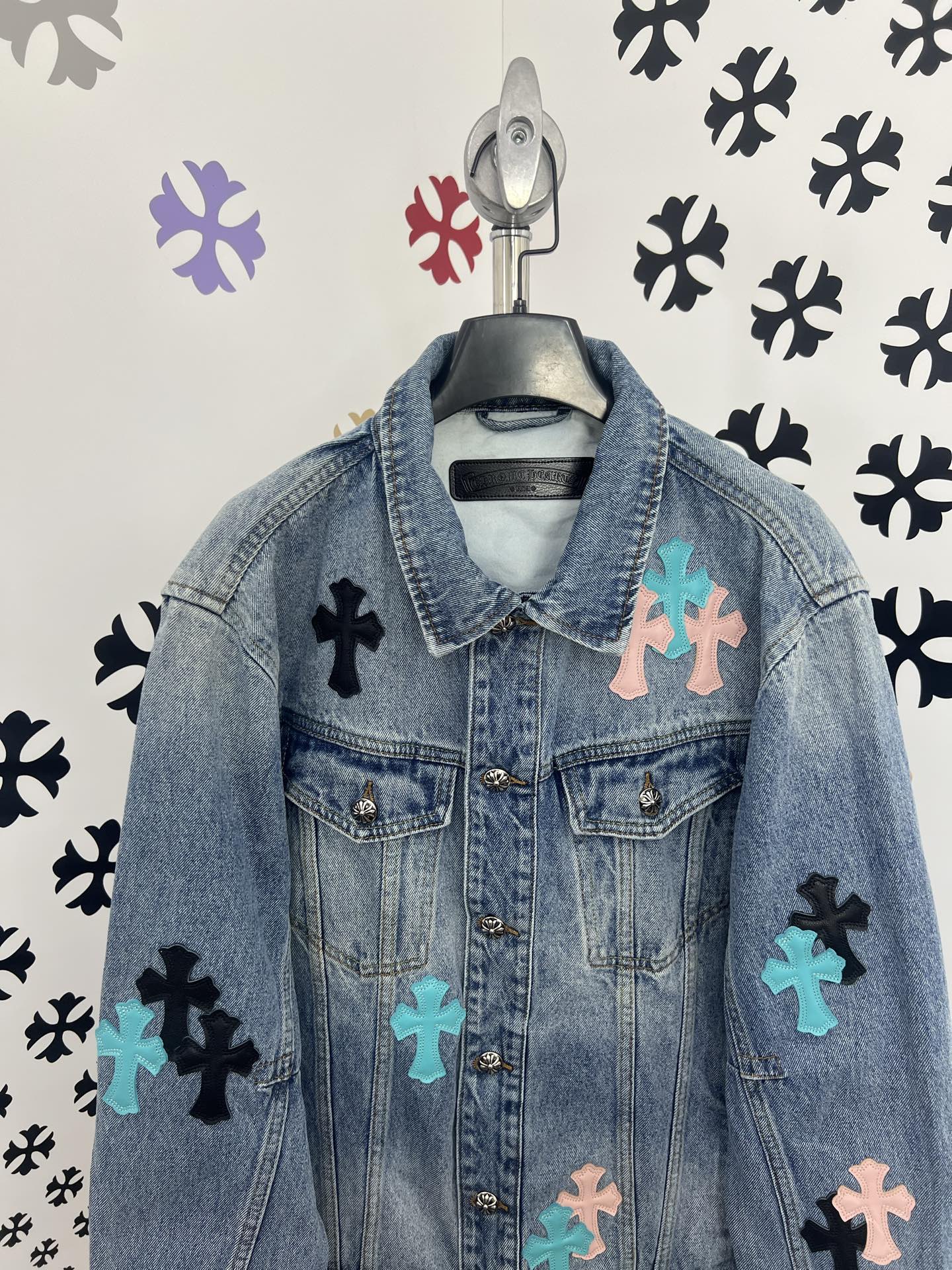 Chrome Hearts Cross Patch Denim Jacket - Washed Black with Leather Accents 5 i1753383089895 1482 0 3