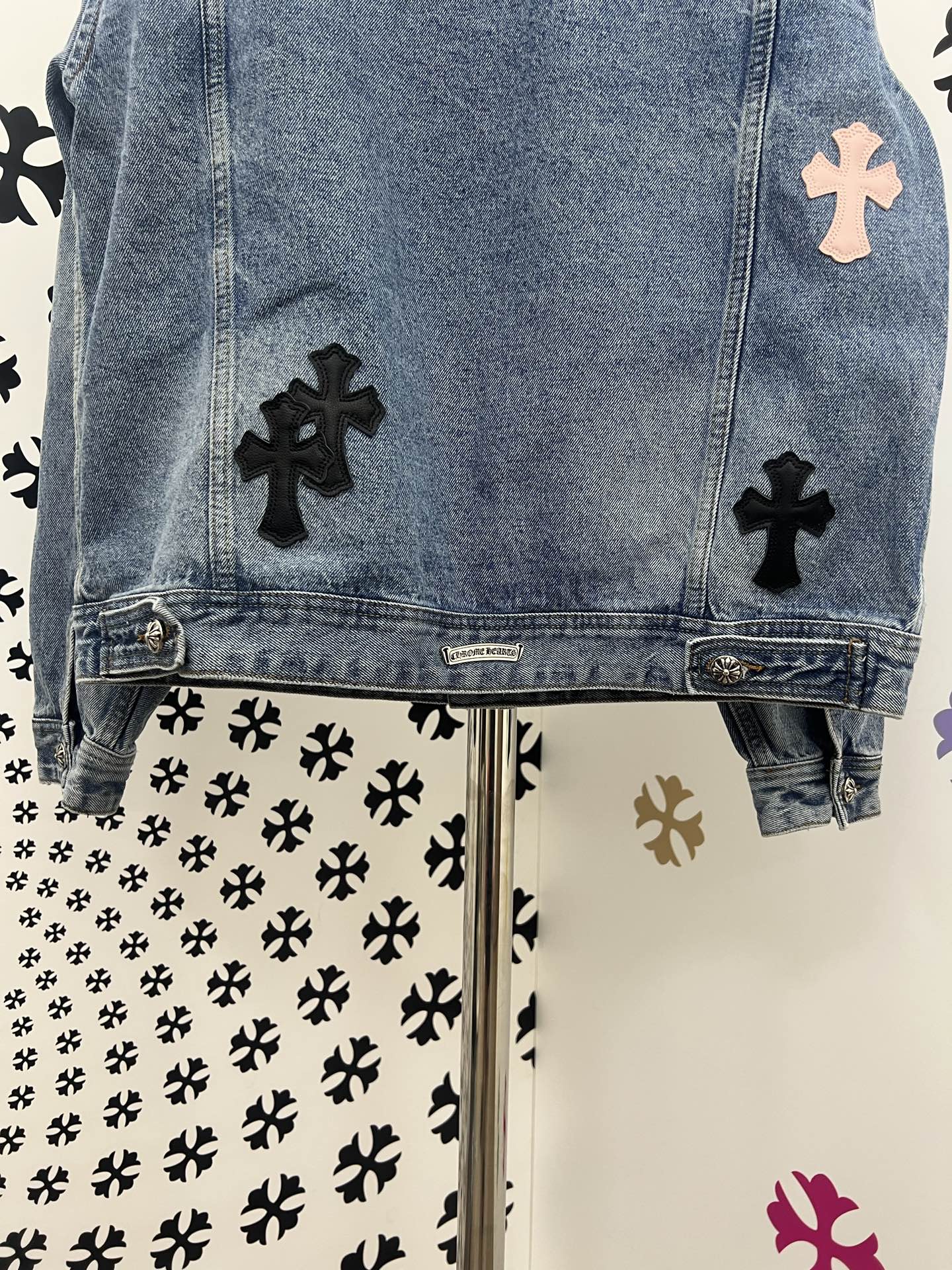Chrome Hearts Cross Patch Denim Jacket - Washed Black with Leather Accents 10 i1753383093438 4355 0 8
