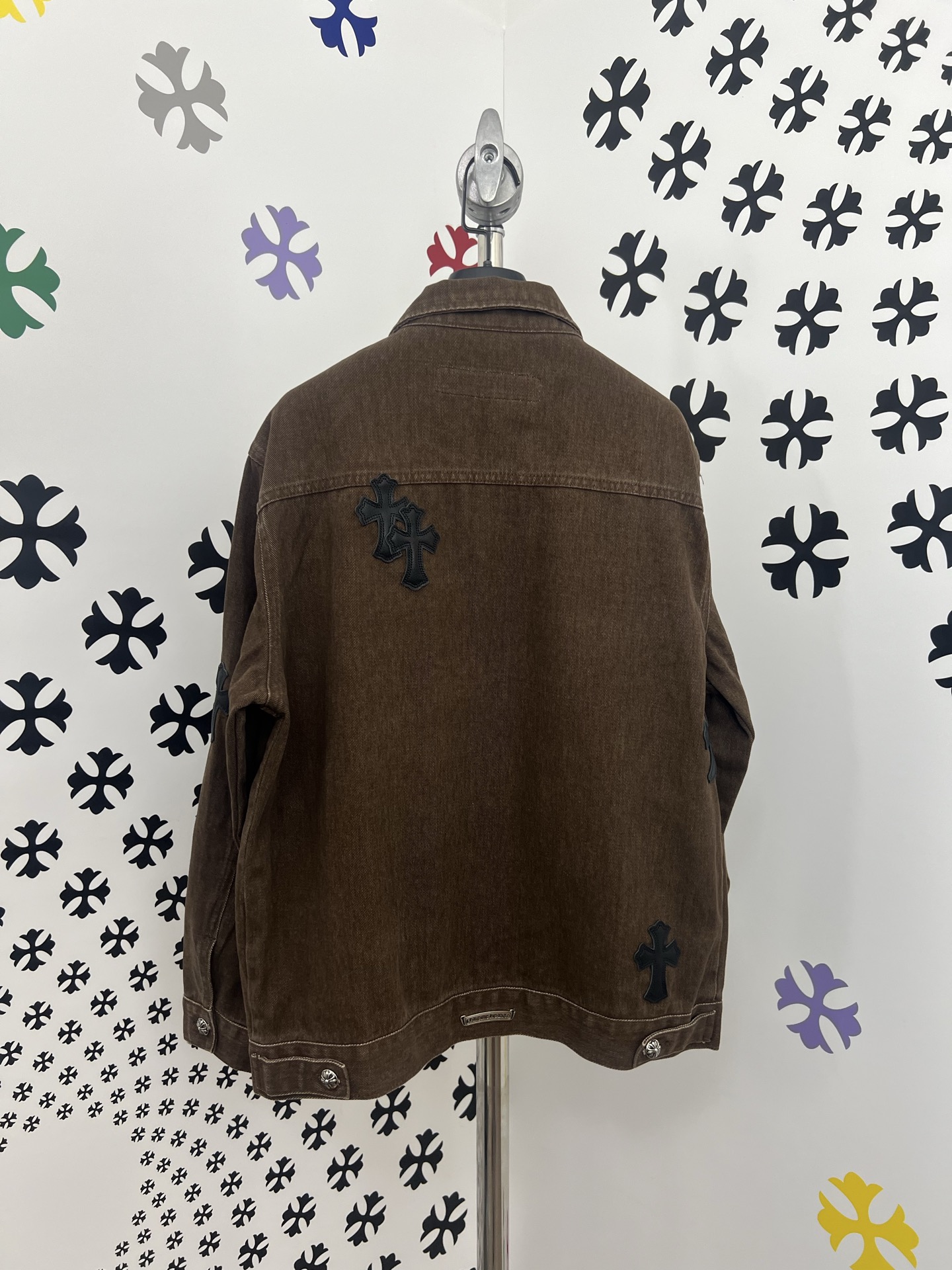 Chrome Hearts Denim Jacket with Leather Cross Patches - Washed Blue 9 i1753383148021 8147 0 7