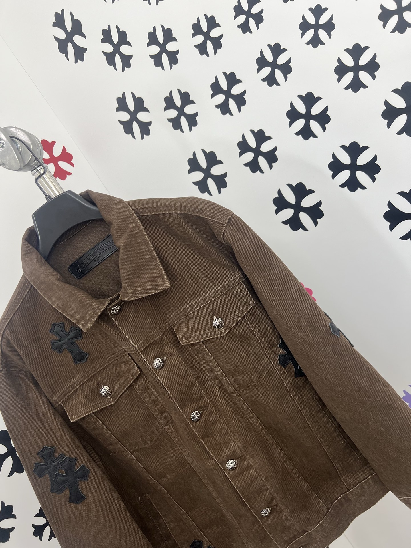 Chrome Hearts Denim Jacket with Leather Cross Patches - Washed Blue 5 i1753383148130 9138 0 3