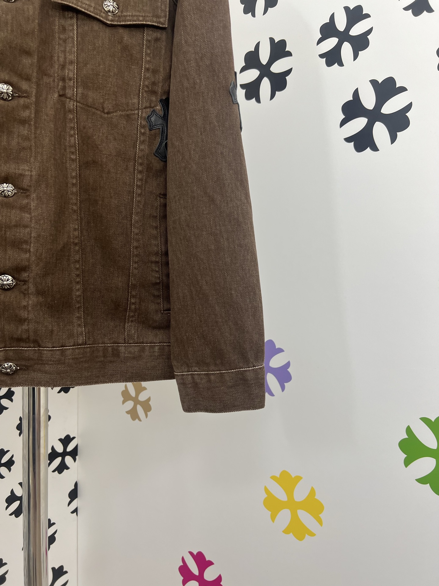 Chrome Hearts Denim Jacket with Leather Cross Patches - Washed Blue 7 i1753383148147 4412 0 5