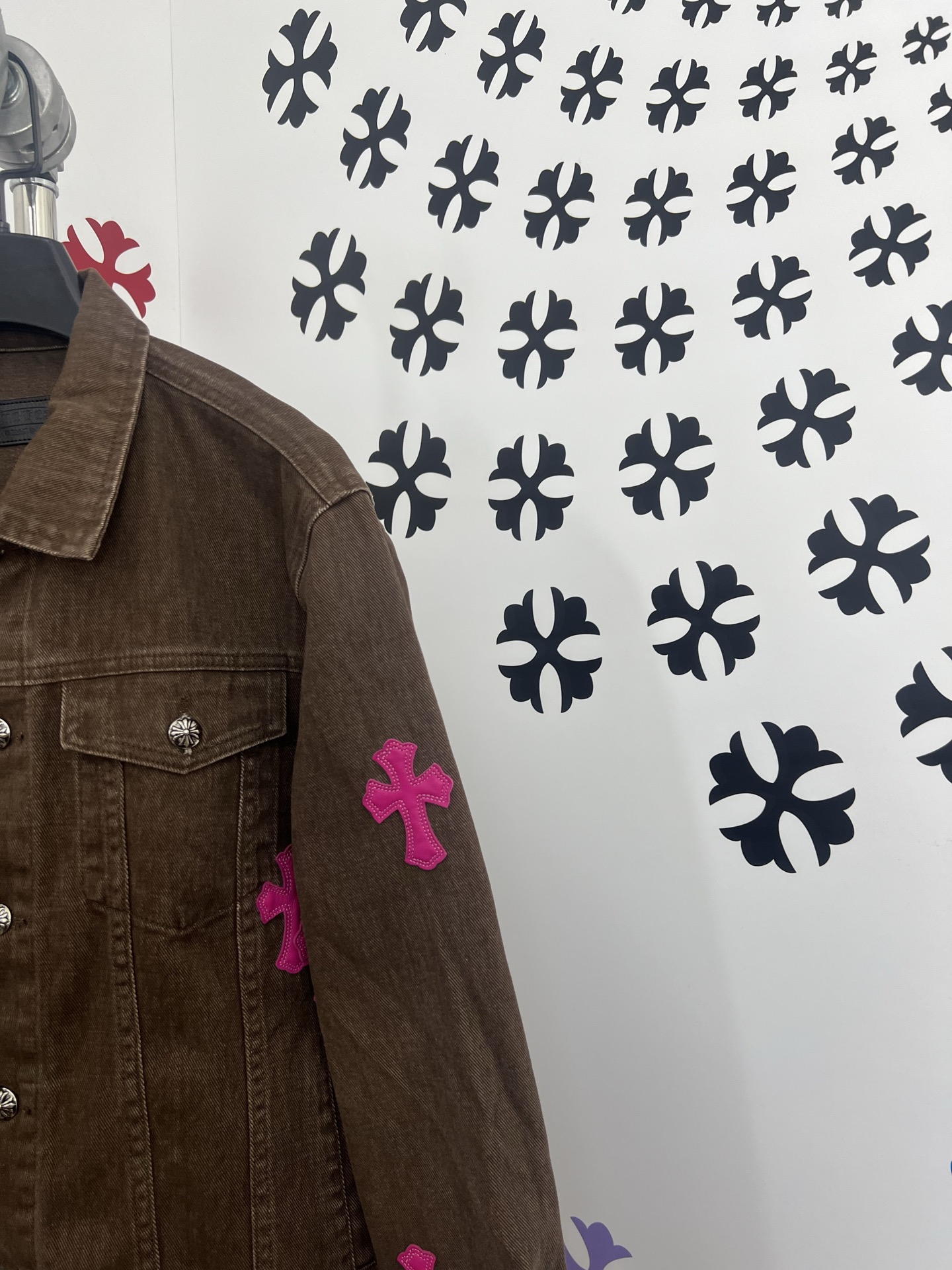 Chrome Hearts Cross Patch Denim Jacket - Washed Black, Genuine Leather Accents 4 i1753383182770 8630 0 2