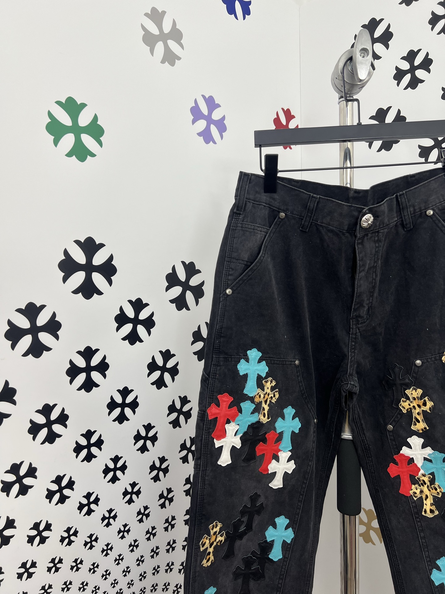 CH Chrome Hearts Cross Patchwork Jeans - Premium Denim, Silver Accents 3 i1753780757718 2923 0 1