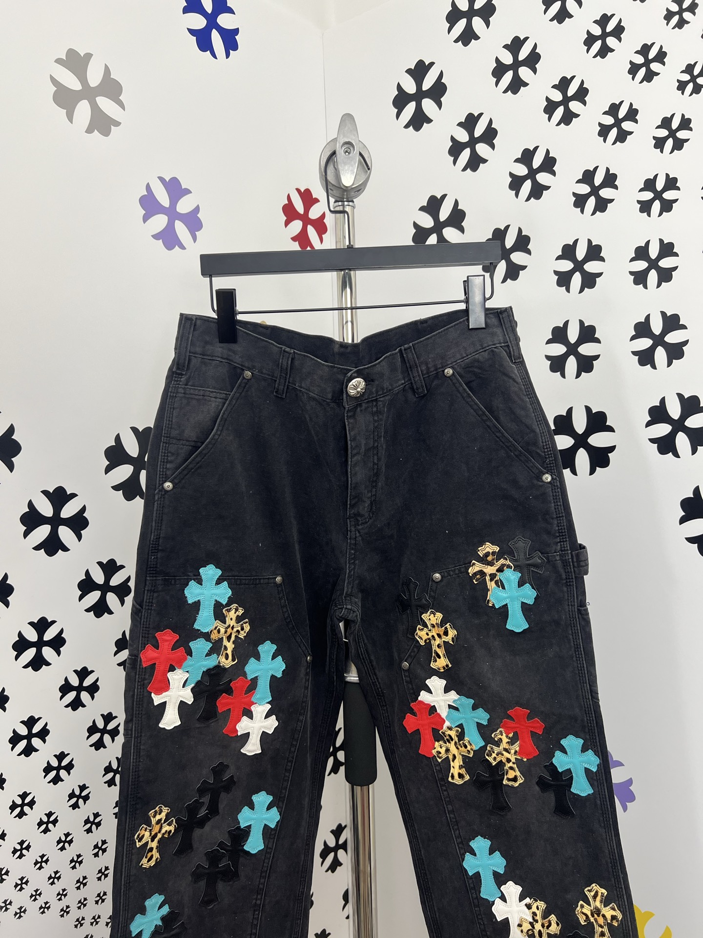 CH Chrome Hearts Cross Patchwork Jeans - Premium Denim, Silver Accents 5 i1753780757884 5388 0 3