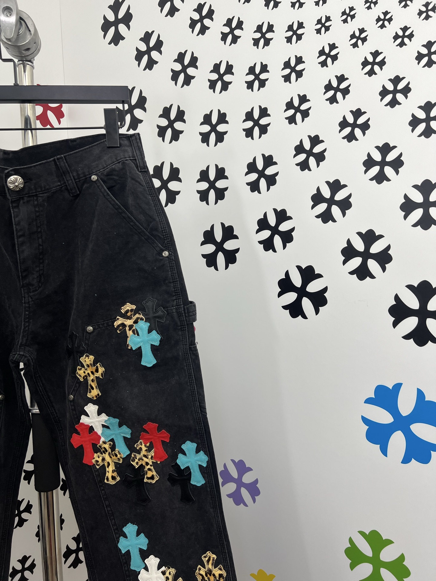 CH Chrome Hearts Cross Patchwork Jeans - Premium Denim, Silver Accents 4 i1753780757886 7205 0 2