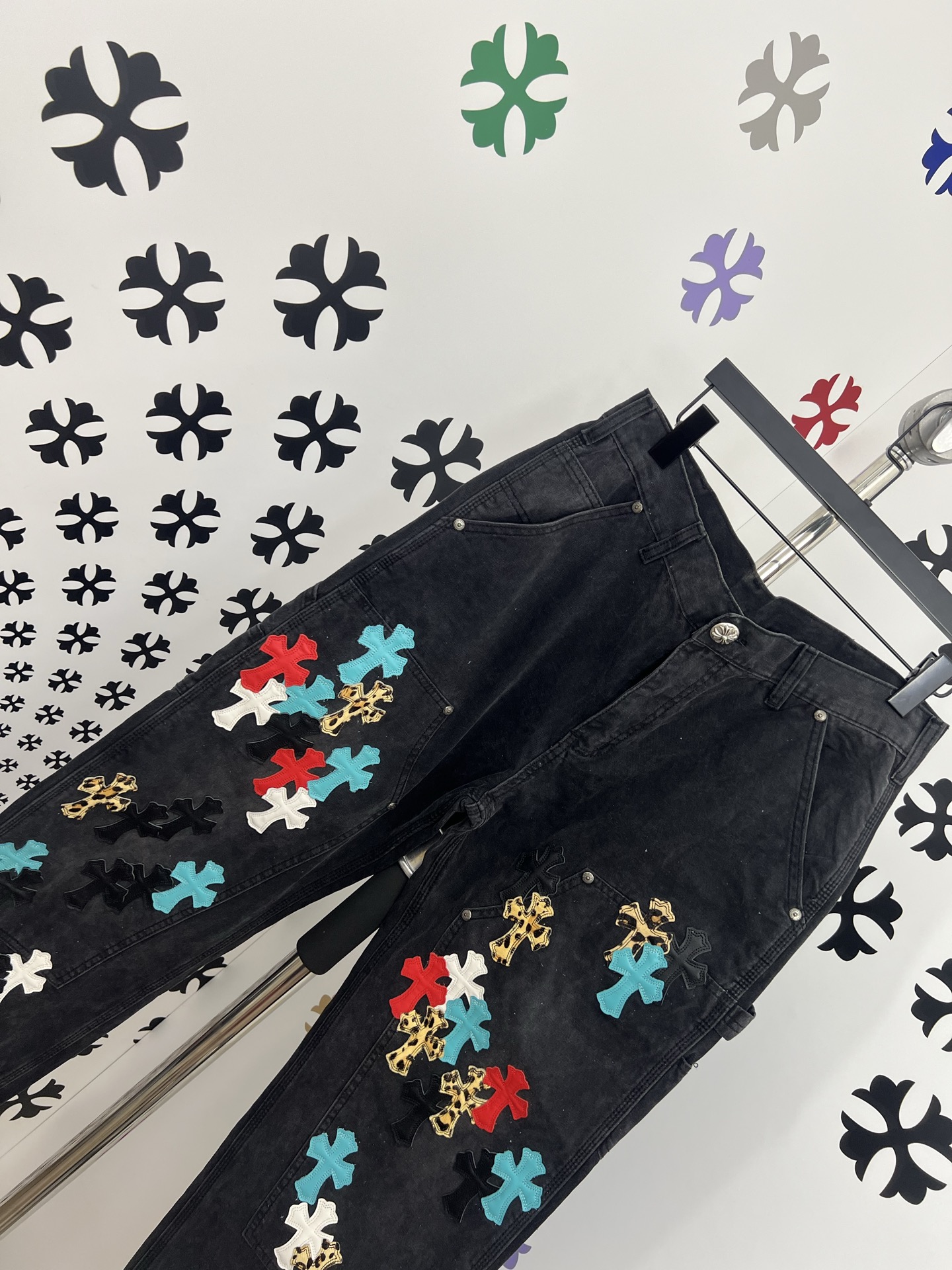 CH Chrome Hearts Cross Patchwork Jeans - Premium Denim, Silver Accents 8 i1753780760669 9888 0 6