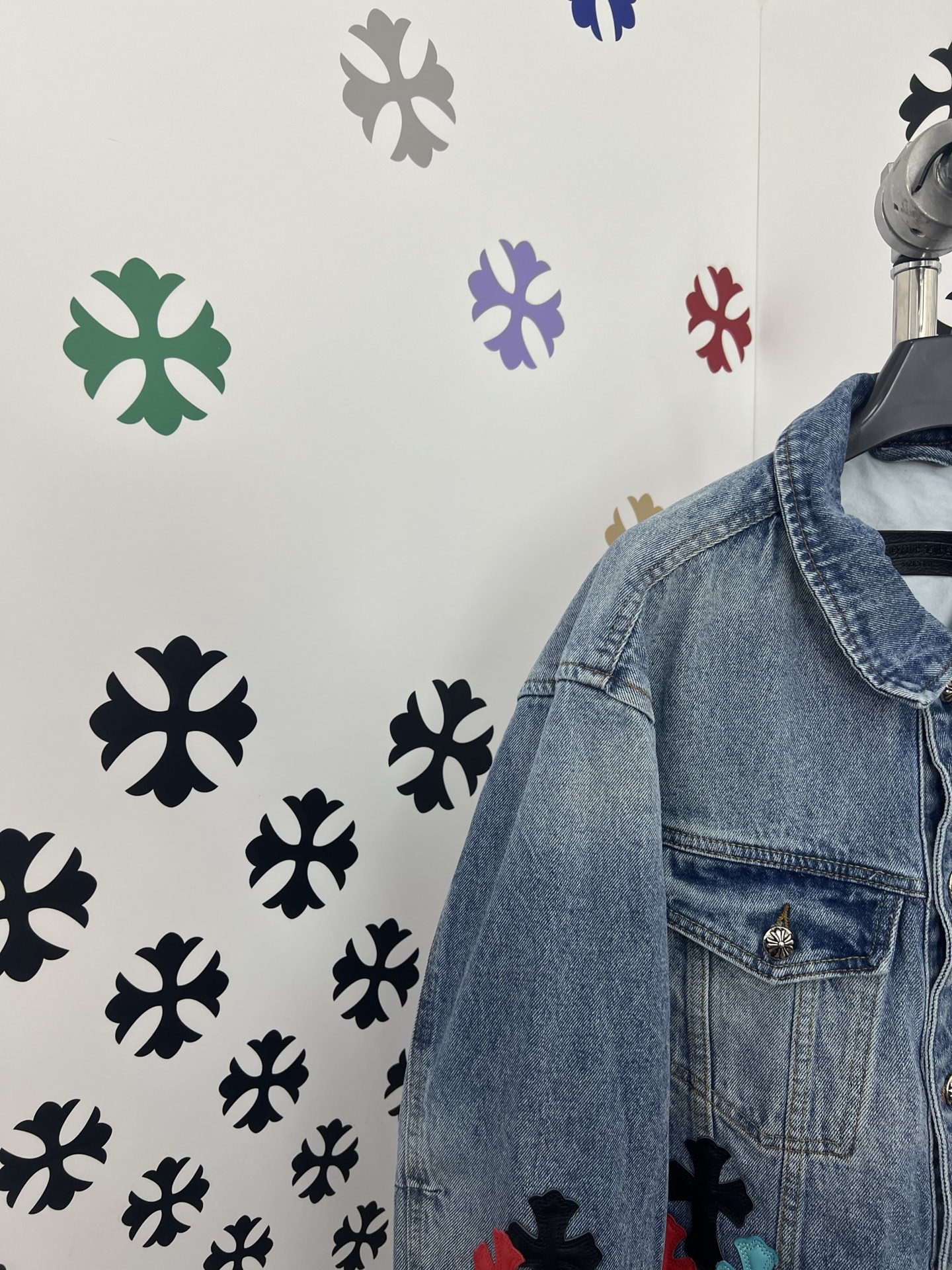 Chrome Hearts Cross Patch Denim Jacket - Washed Blue, Genuine Leather Accents 3 i1753781061859 857 0 1