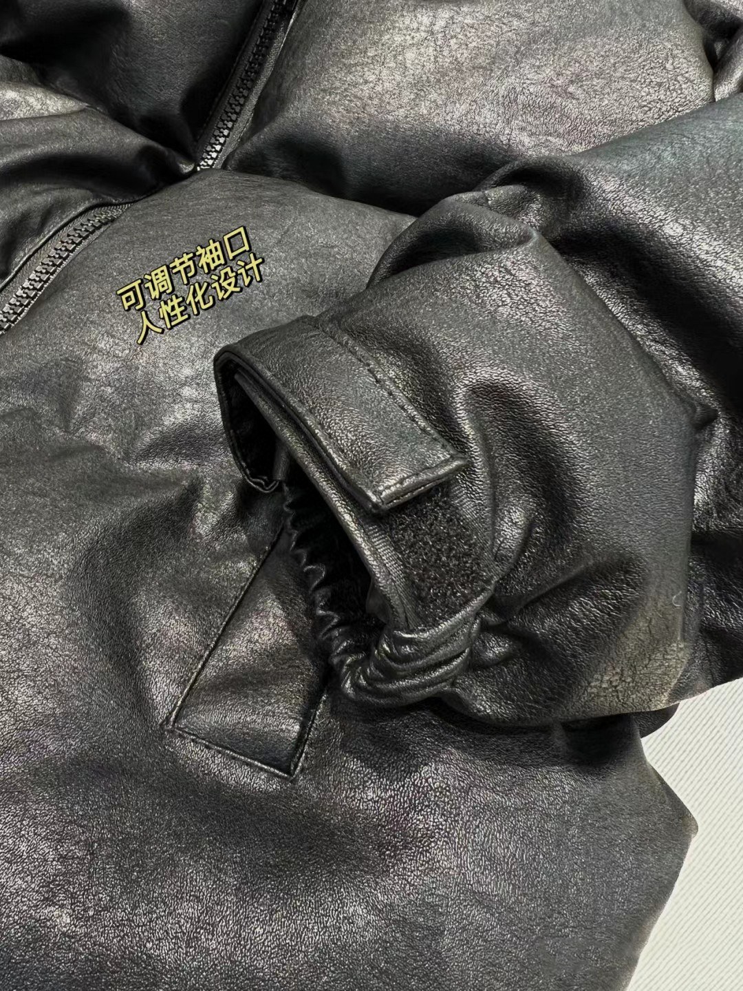High-Quality Weather-Proof Cotton Coat with PU Leather Details - 图片 9