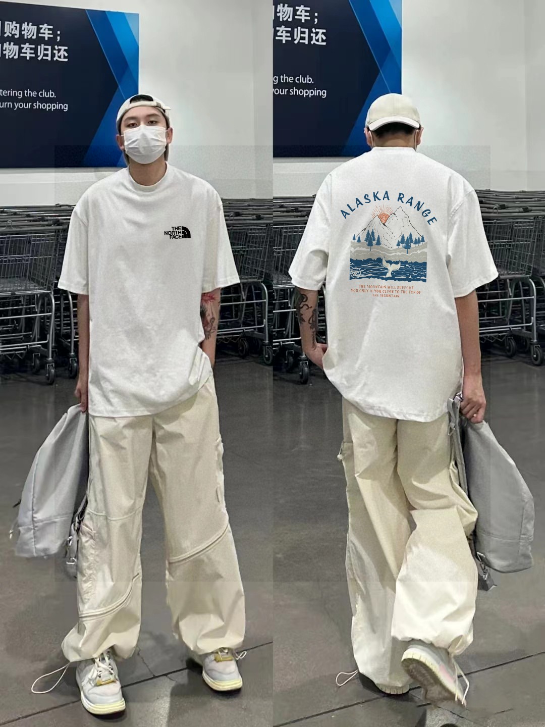 包邮 高品质 北面TNF专柜同款鲸鱼跳水情侣印花男女同款情侣短袖 采用260克定制精梳纯棉,三针五线做工,领口定制螺纹不变形,领口包包边条,肩膀处内里带压条,做工面料细节都无法挑剔,印花采用进口浆料,高端的刺绣精致细腻,简直太完美了! 版型宽松,男女都可以穿! 颜色 黑色 白色 高级灰 肩宽47胸围108衣长70 L肩宽49胸围112衣长72 XL肩宽51胸围116衣长74