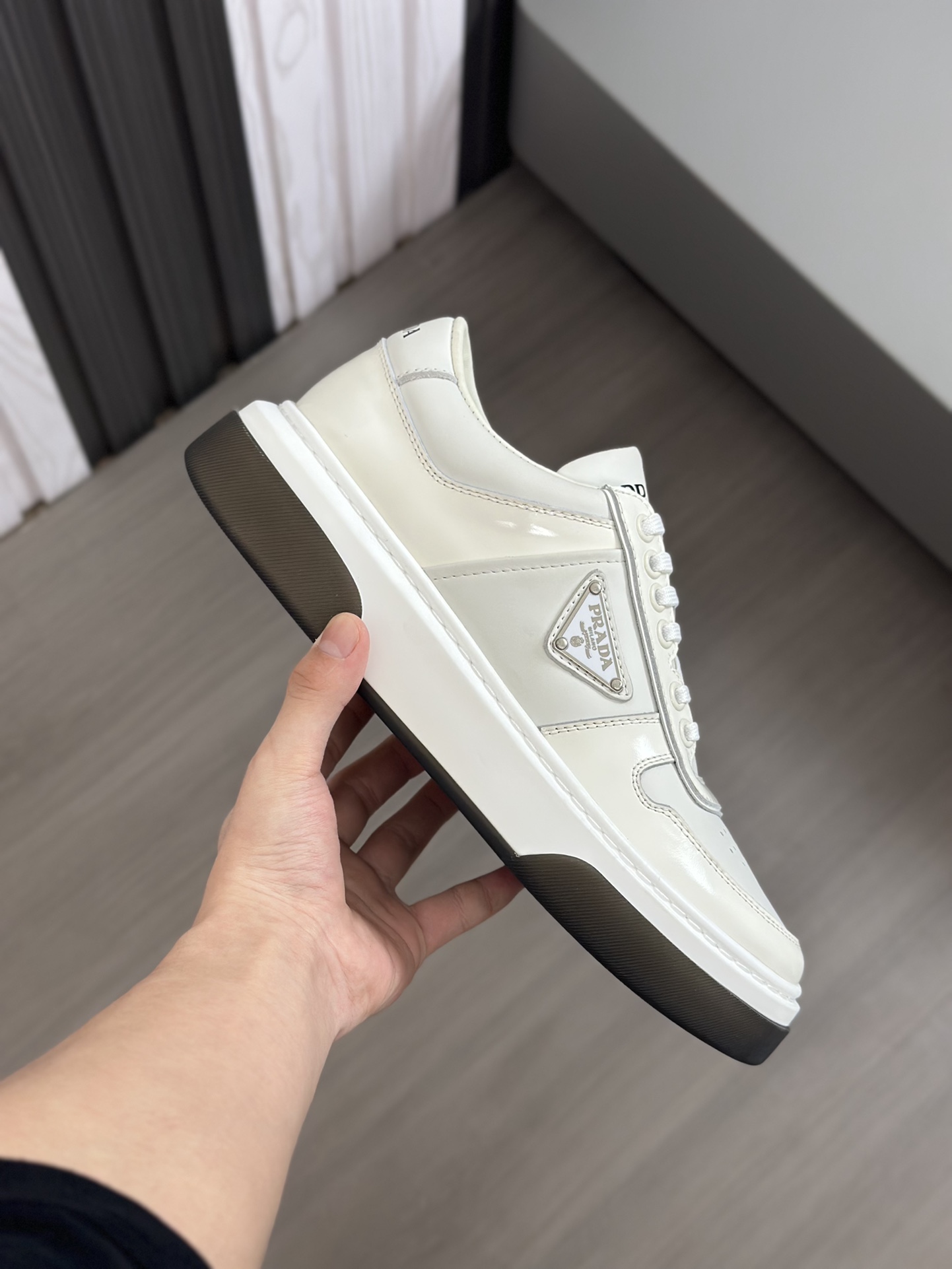 alta calidad [PRADA] zapatillas de deporte de los hombres de la calle fritos nueva llegada, contador