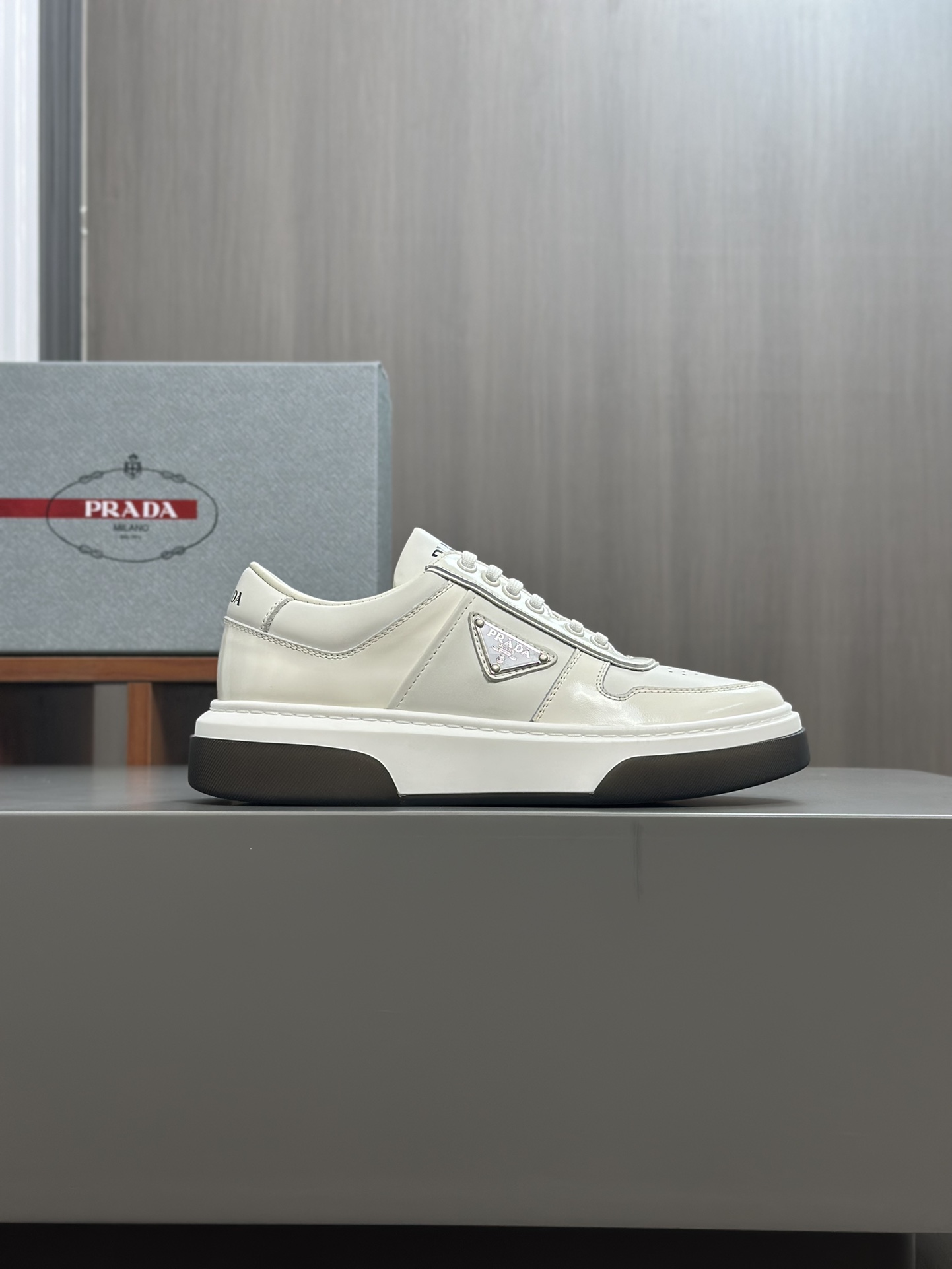 alta calidad [PRADA] zapatillas de deporte de los hombres de la calle fritos nueva llegada, contador