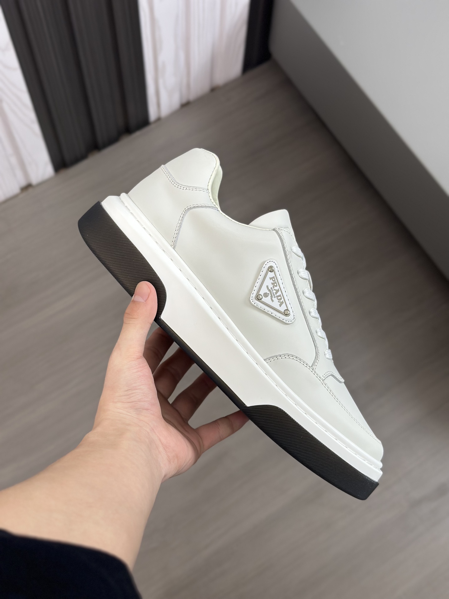 alta calidad [PRADA] zapatillas de deporte de los hombres de la calle fritos nueva llegada, contador