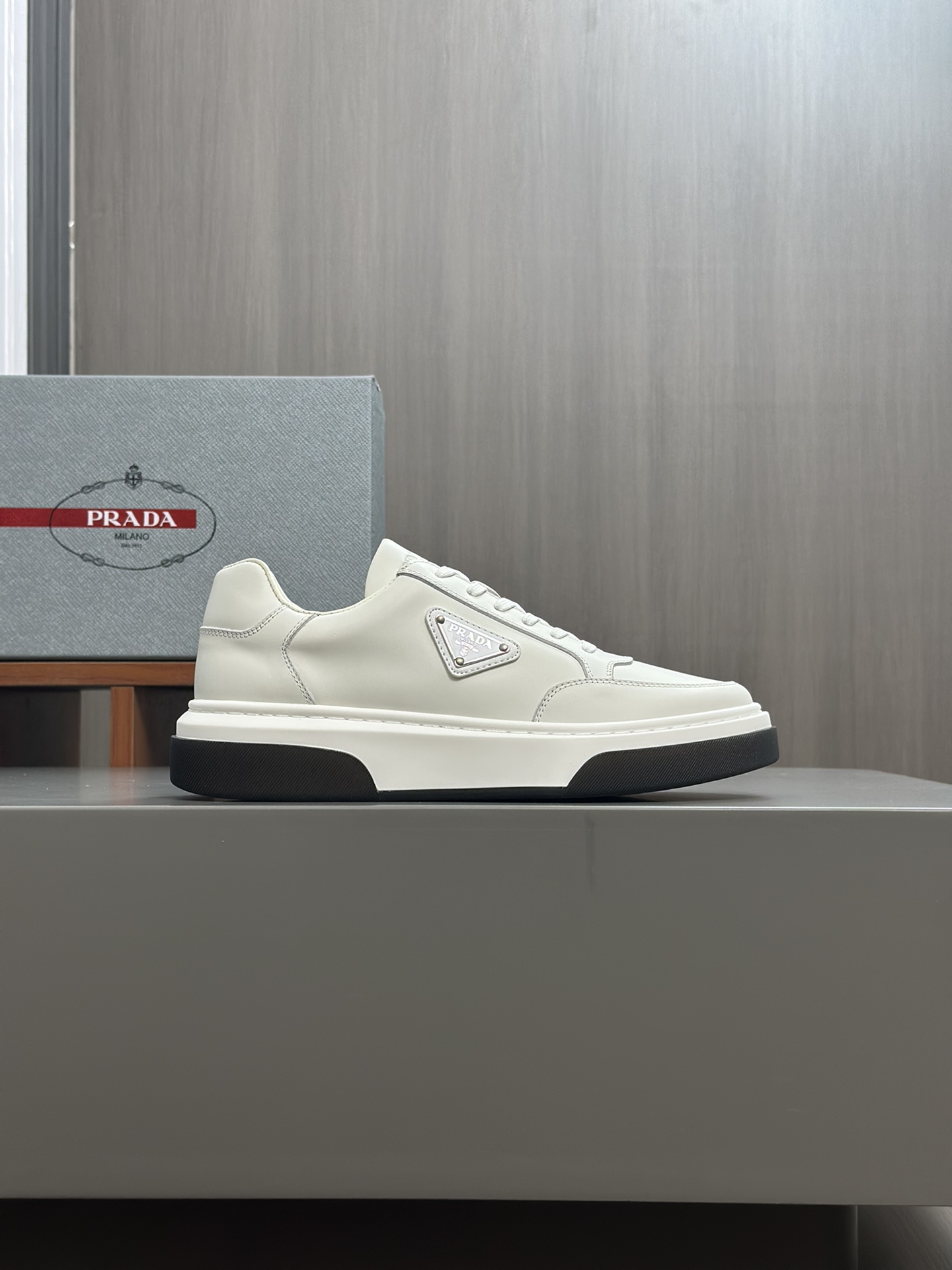 alta calidad [PRADA] zapatillas de deporte de los hombres de la calle fritos nueva llegada, contador