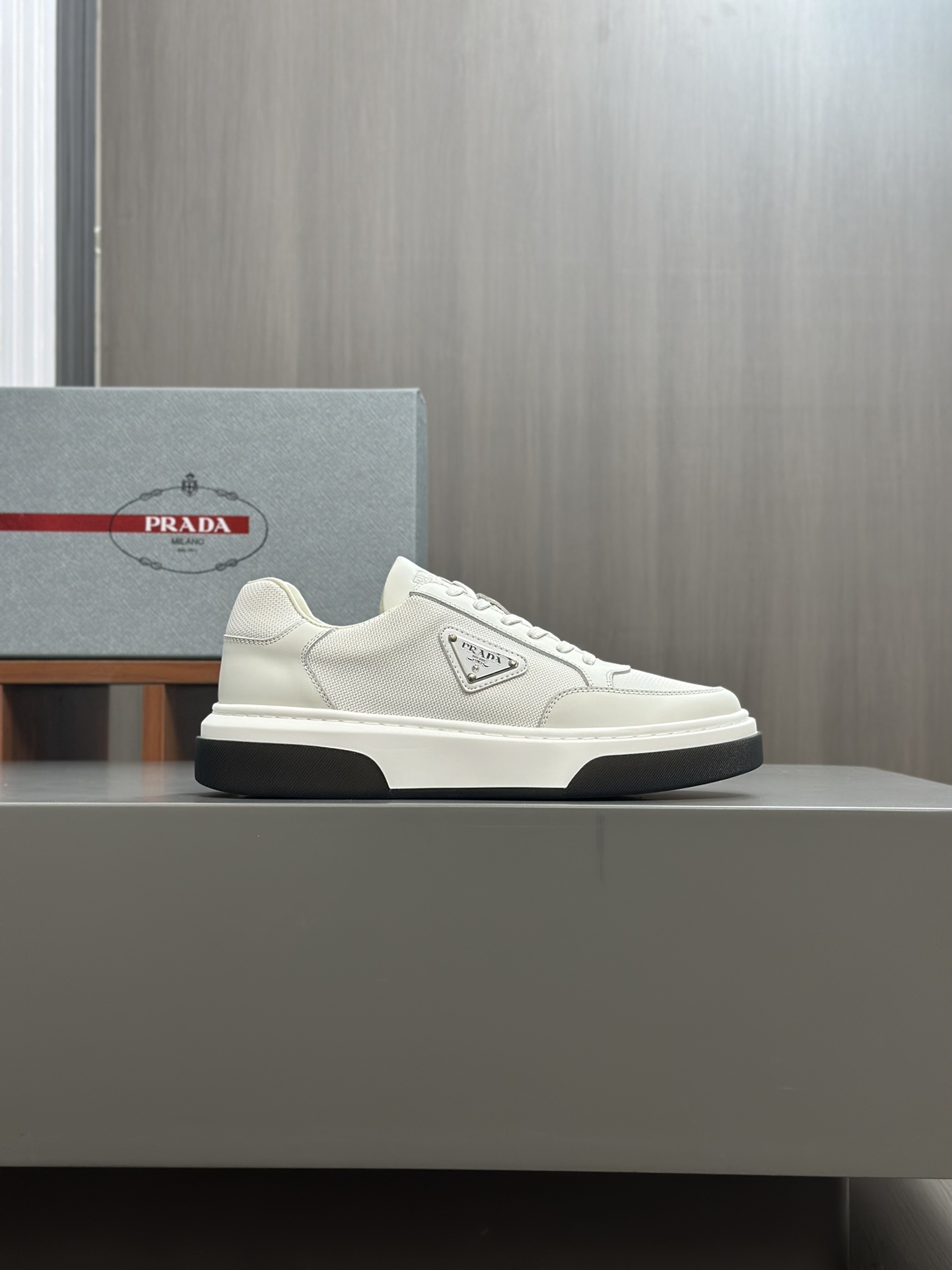 alta calidad [PRADA] zapatillas de deporte de los hombres de la calle fritos nueva llegada, contador