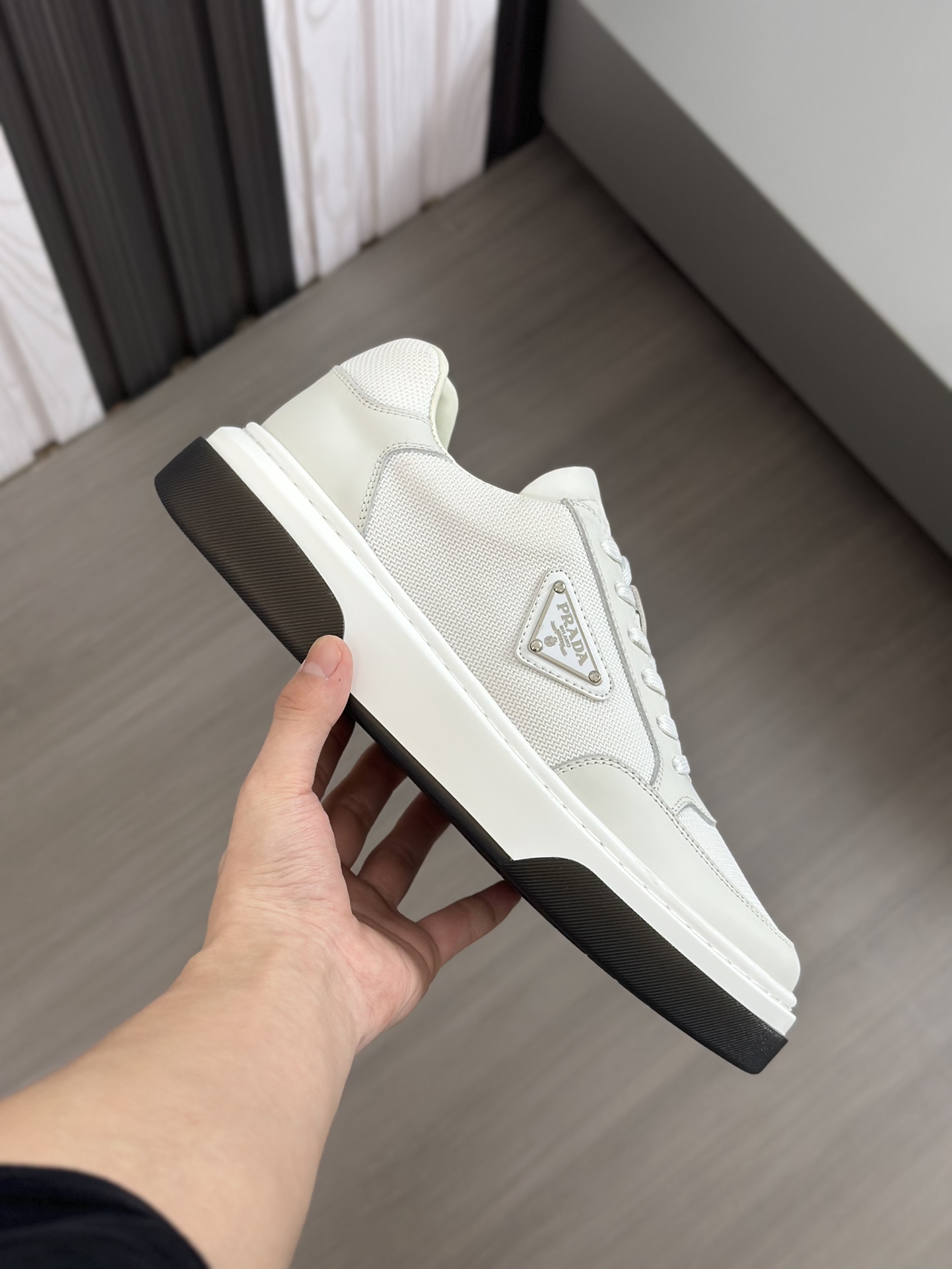 alta calidad [PRADA] zapatillas de deporte de los hombres de la calle fritos nueva llegada, contador