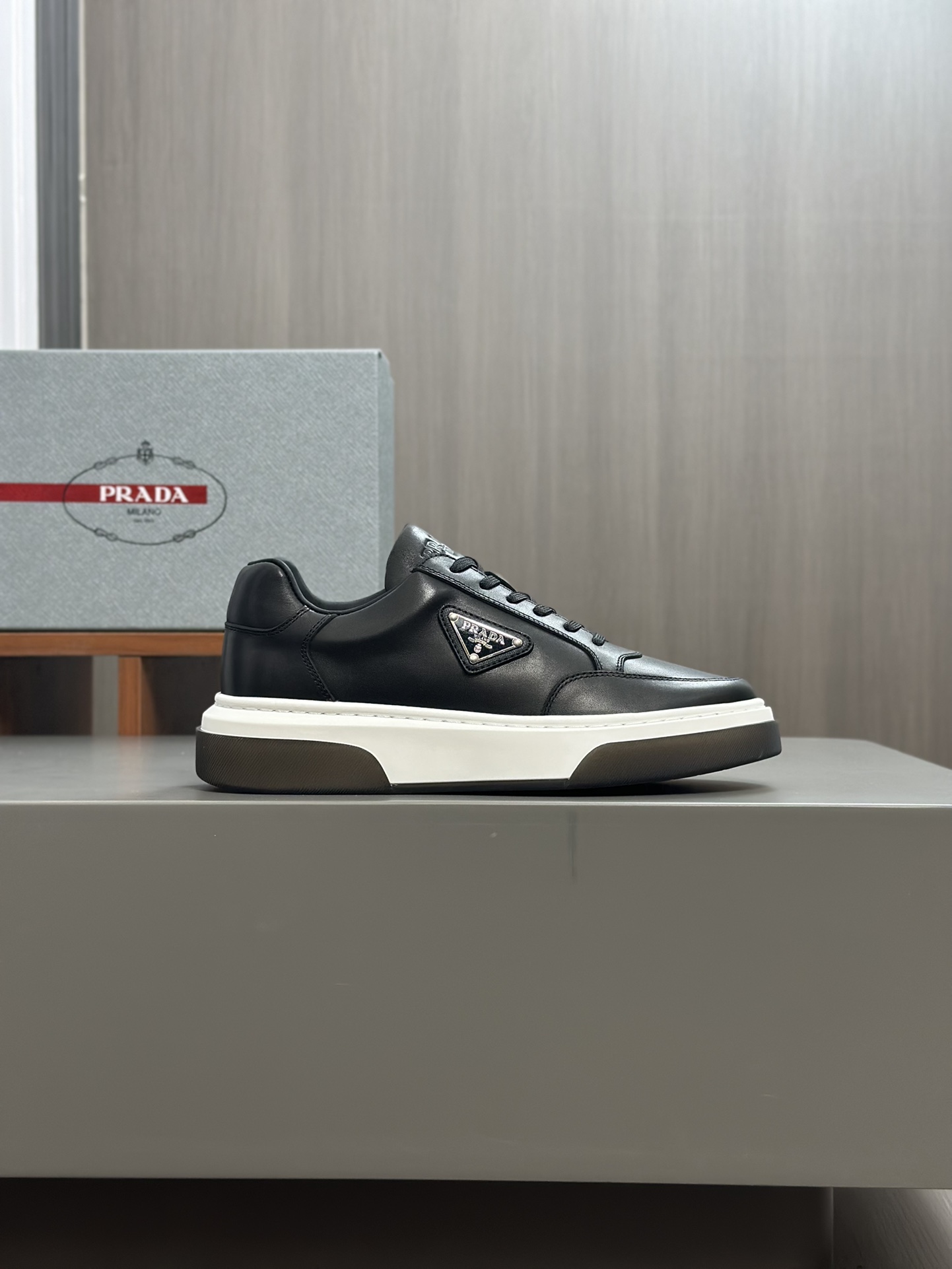 alta calidad [PRADA] zapatillas de deporte de los hombres de la calle fritos nueva llegada, contador