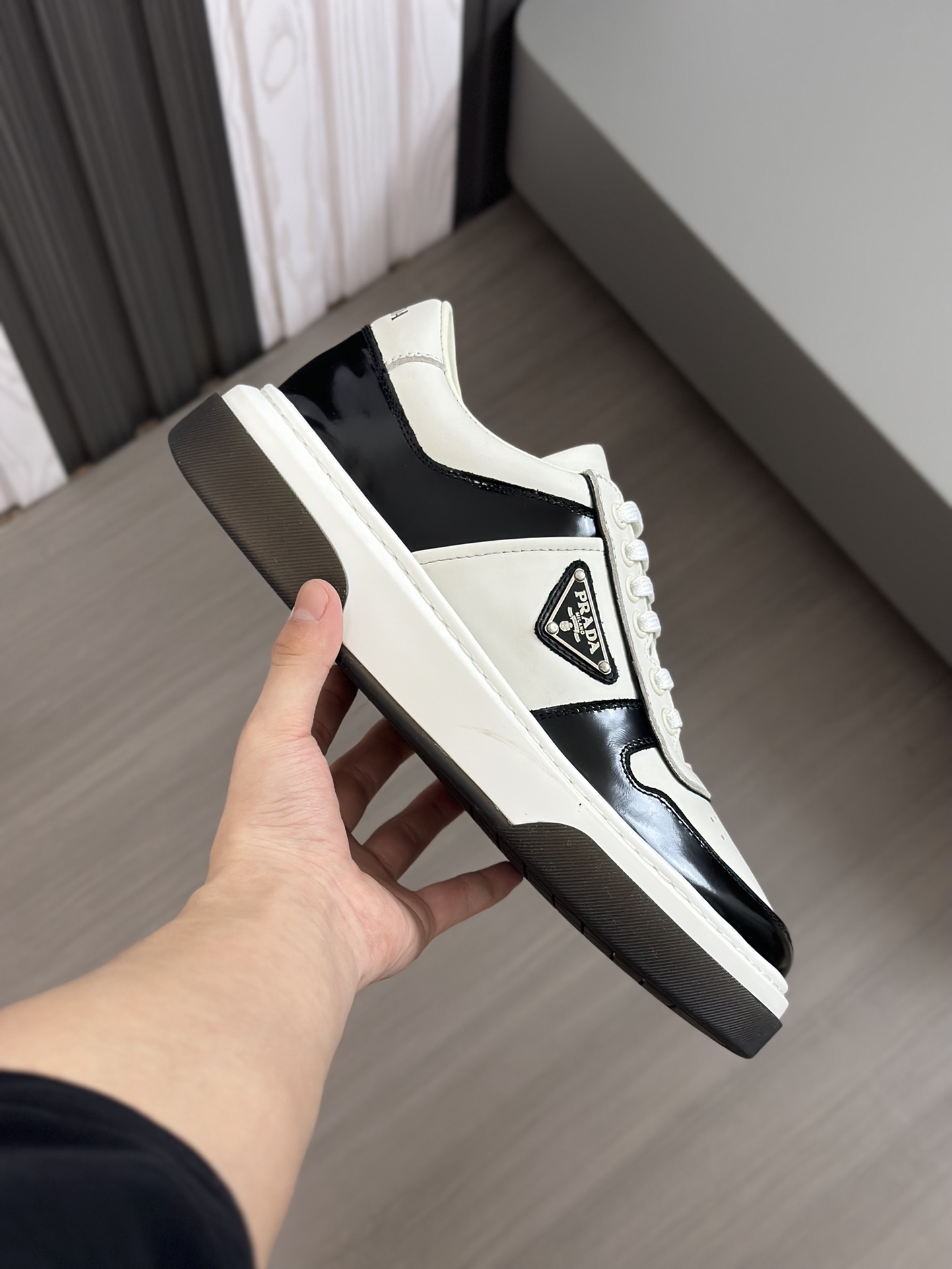 alta calidad [PRADA] zapatillas de deporte de los hombres de la calle fritos nueva llegada, contador
