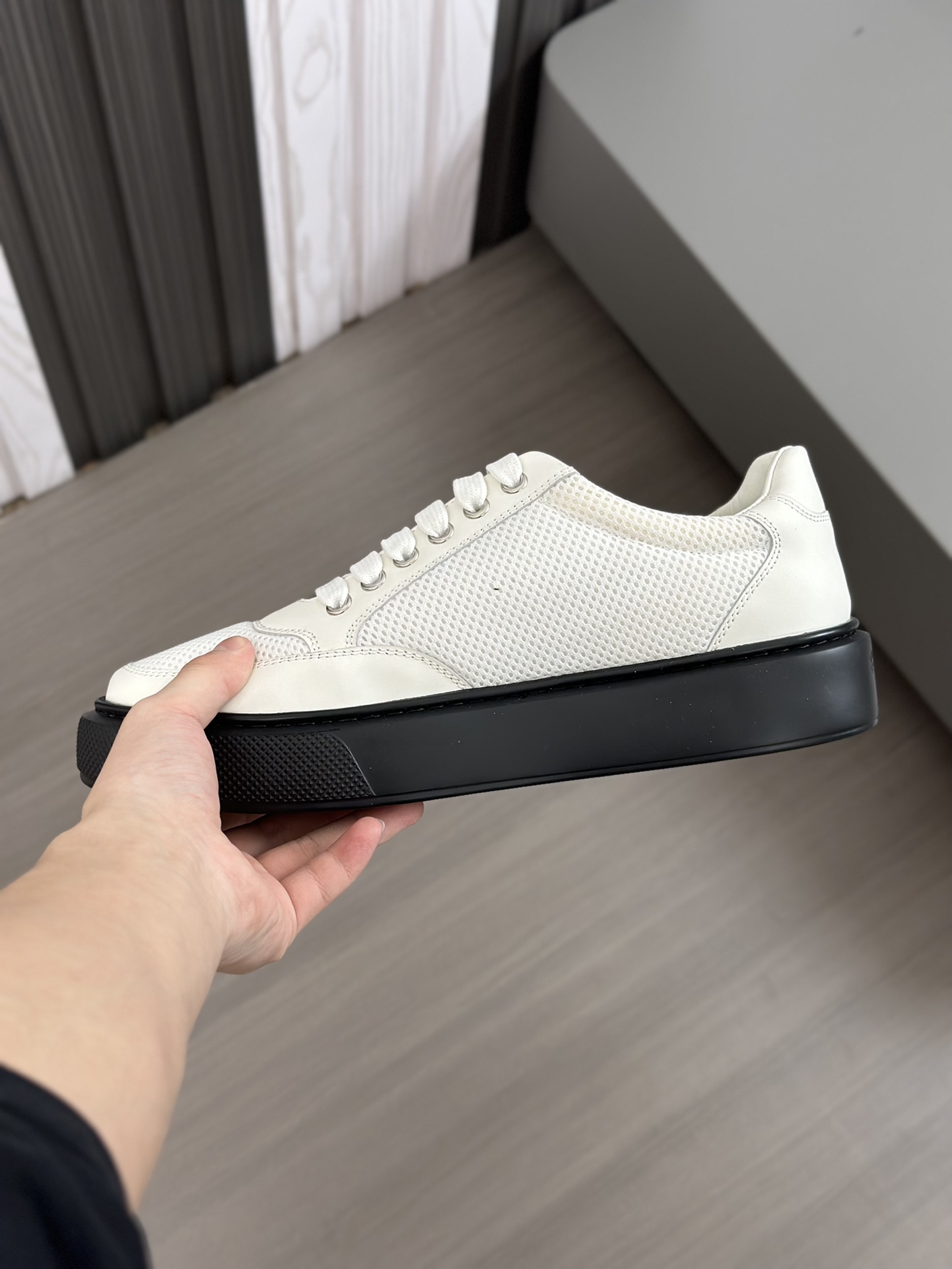 alta calidad [PRADA] zapatillas de deporte de los hombres de la calle fritos nueva llegada, contador