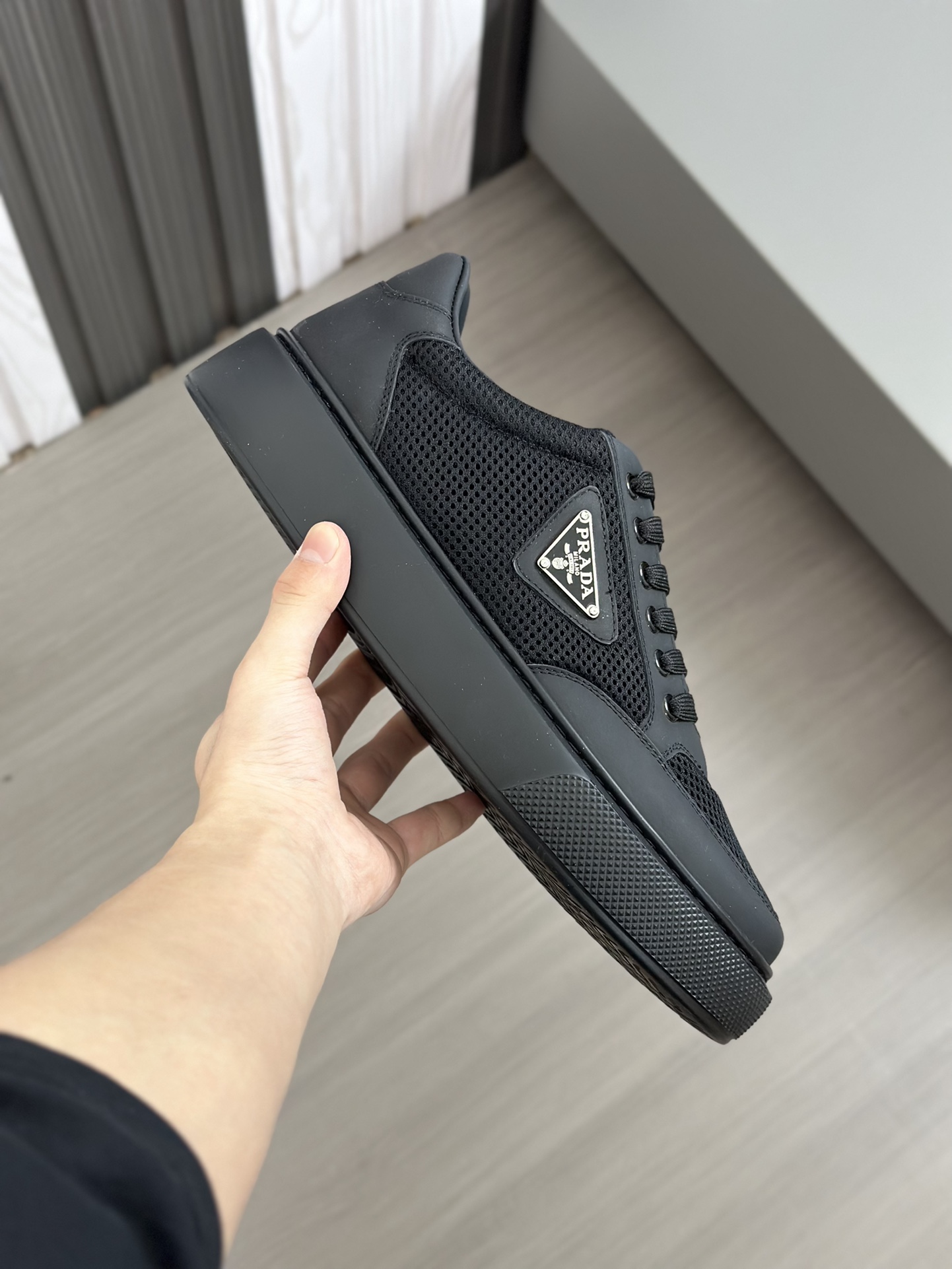 alta calidad [PRADA] zapatillas de deporte de los hombres de la calle fritos nueva llegada, contador