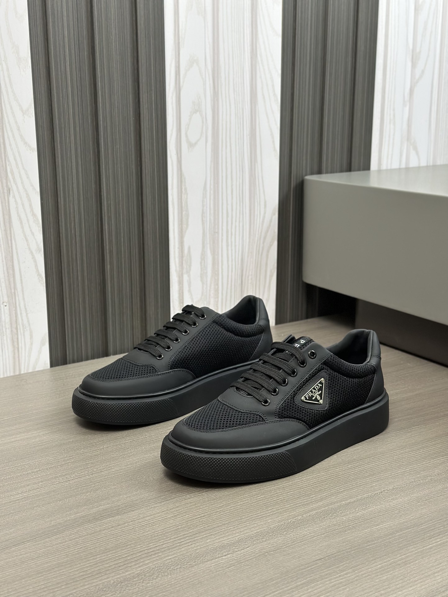 alta calidad [PRADA] zapatillas de deporte de los hombres de la calle fritos nueva llegada, contador
