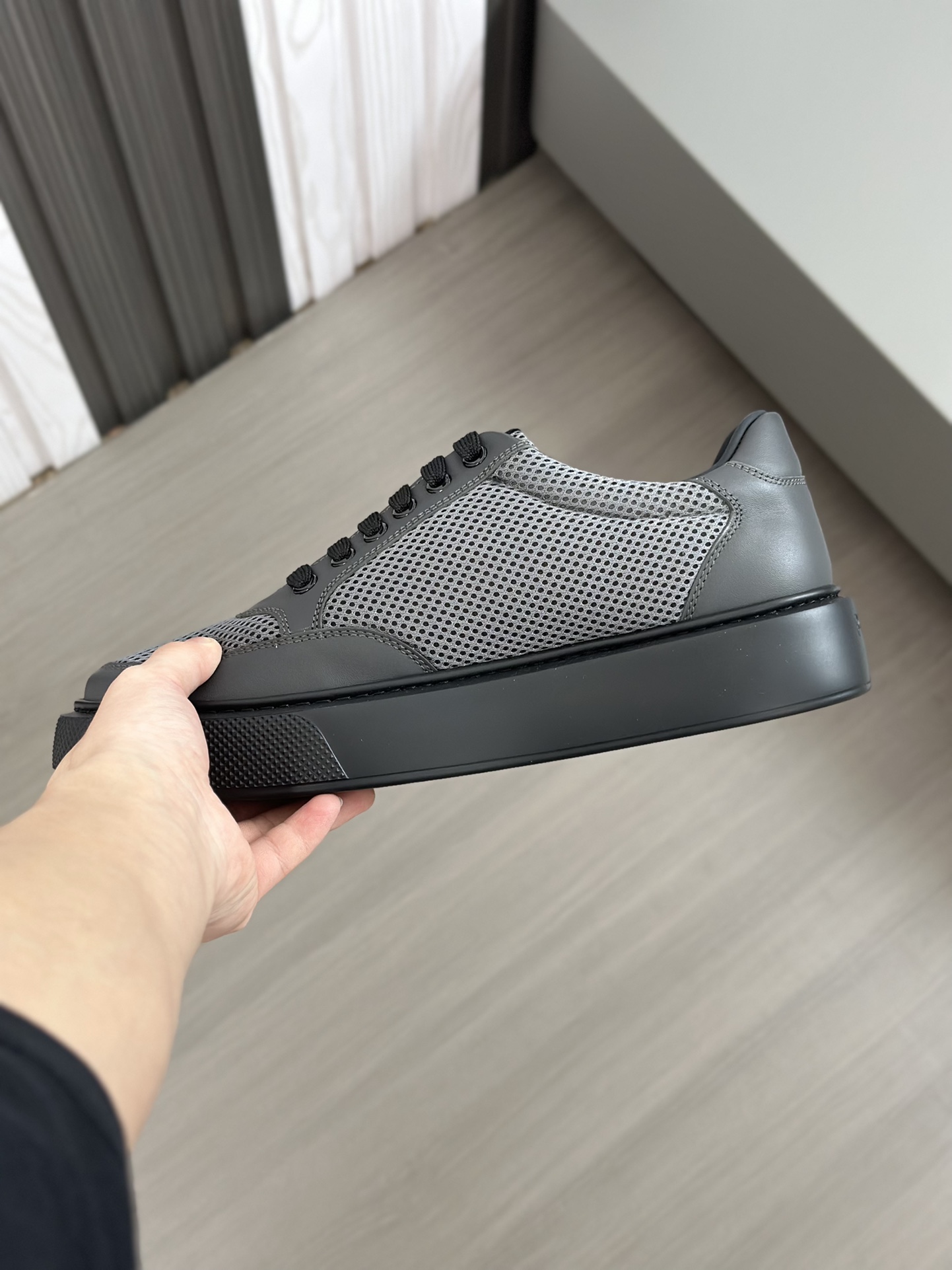 alta calidad [PRADA] zapatillas de deporte de los hombres de la calle fritos nueva llegada, contador