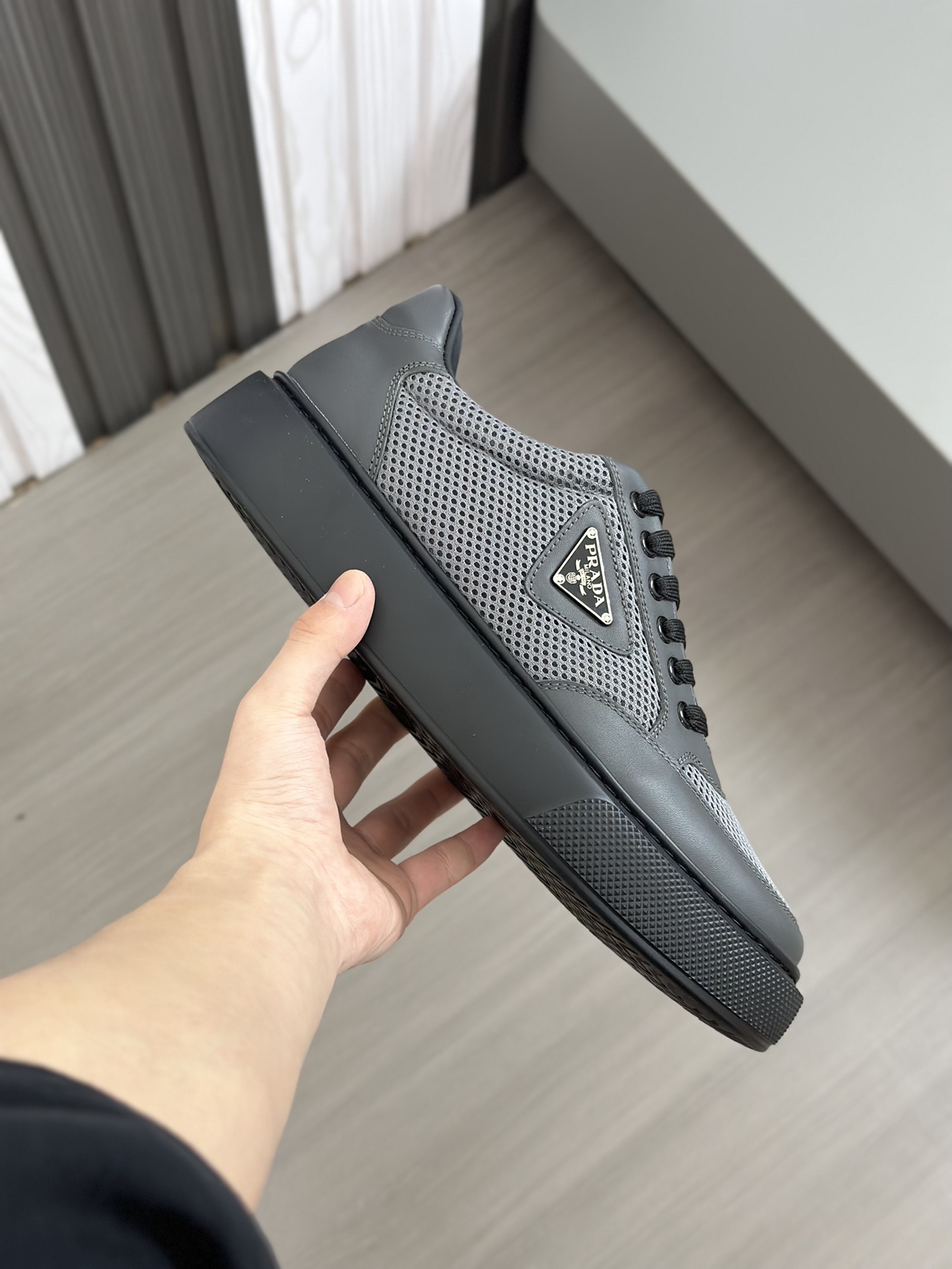 alta calidad [PRADA] zapatillas de deporte de los hombres de la calle fritos nueva llegada, contador
