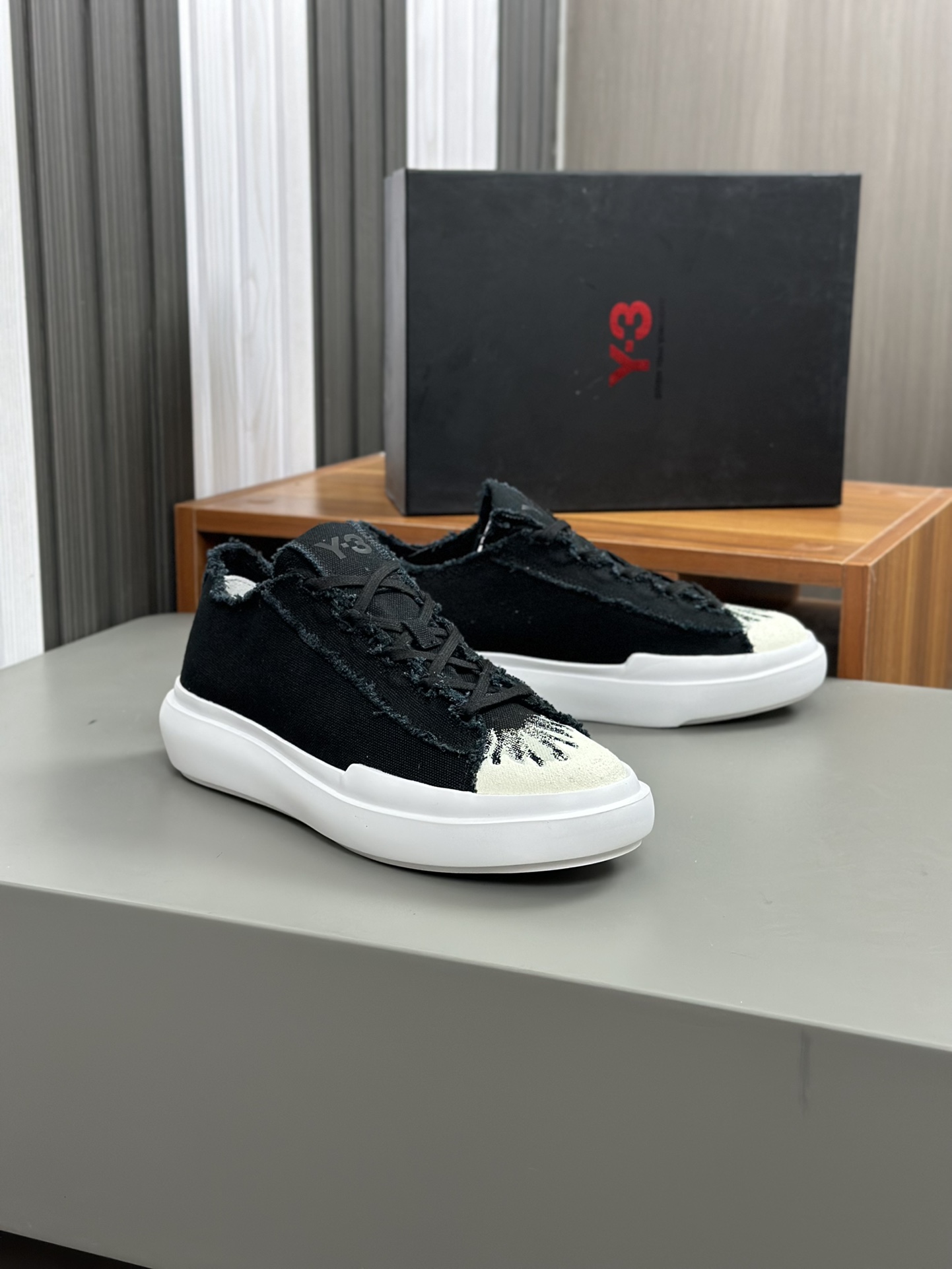 (modelo Graffiti)Y-3 Centennial Lo Nuevo Zapatillas casuales bajas de cuero textil para hombreEnvío 