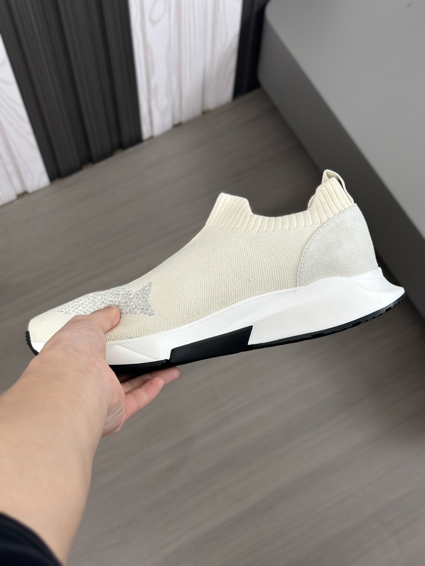 TOM FORD zapatillas bajas de puntoTejido de punto de alta densidad con artesanía de piel de vacuno, 