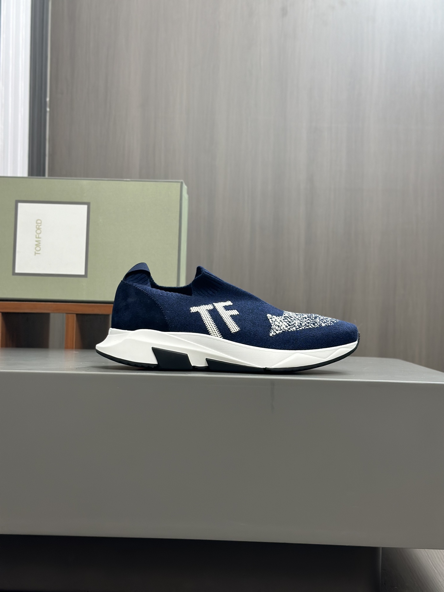 TOM FORD zapatillas bajas de puntoTejido de punto de alta densidad con artesanía de piel de vacuno, 