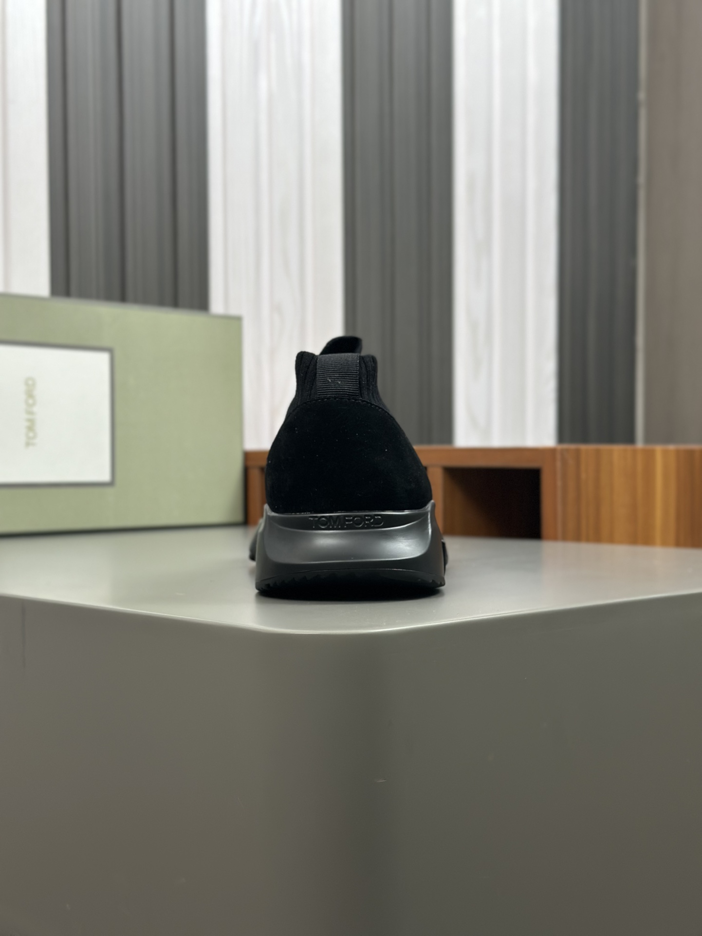 TOM FORD zapatillas bajas de puntoTejido de punto de alta densidad con artesanía de piel de vacuno, 