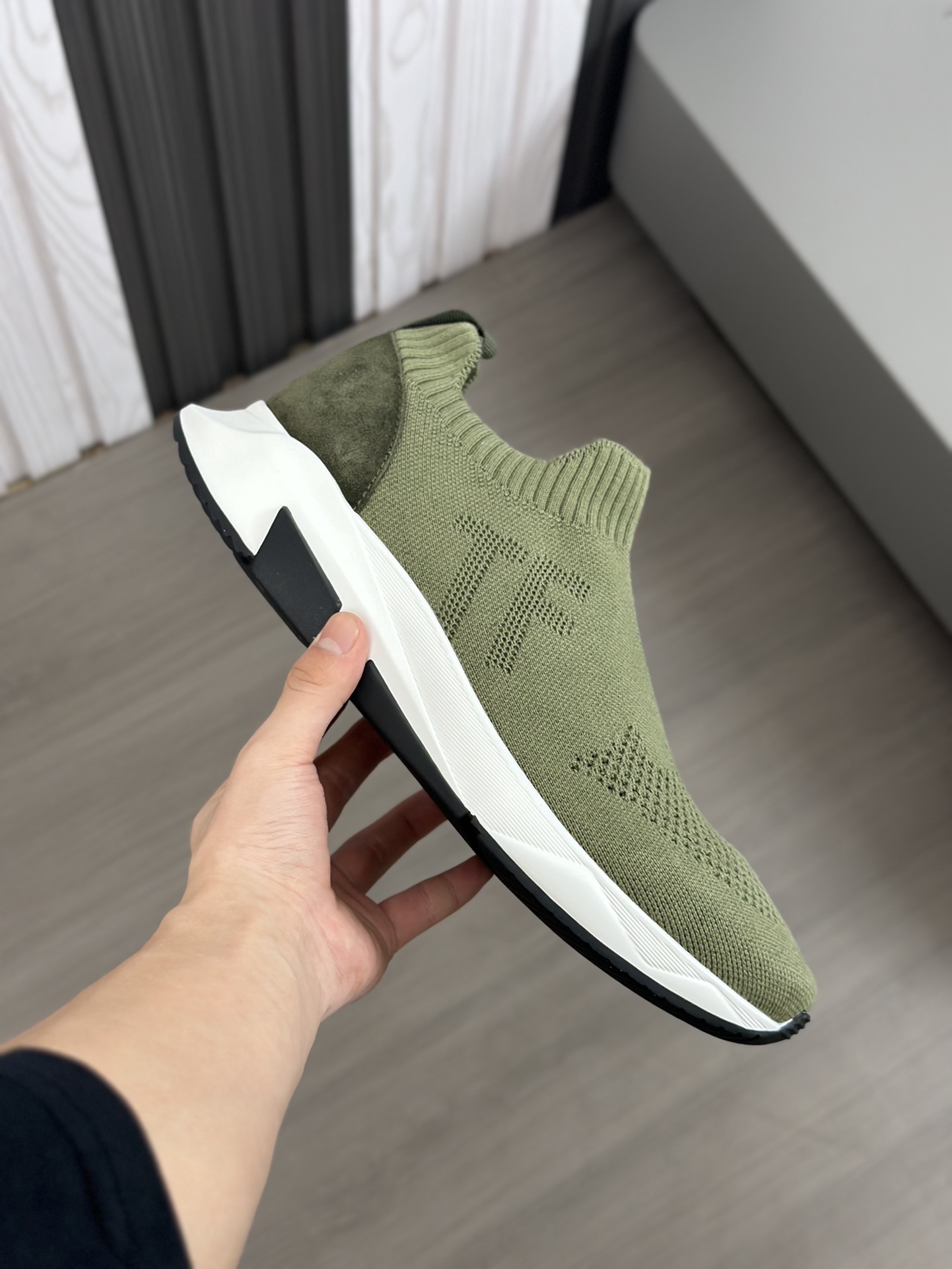 TOM FORD zapatillas bajas de puntoTejido de punto de alta densidad con artesanía de piel de vacuno, 
