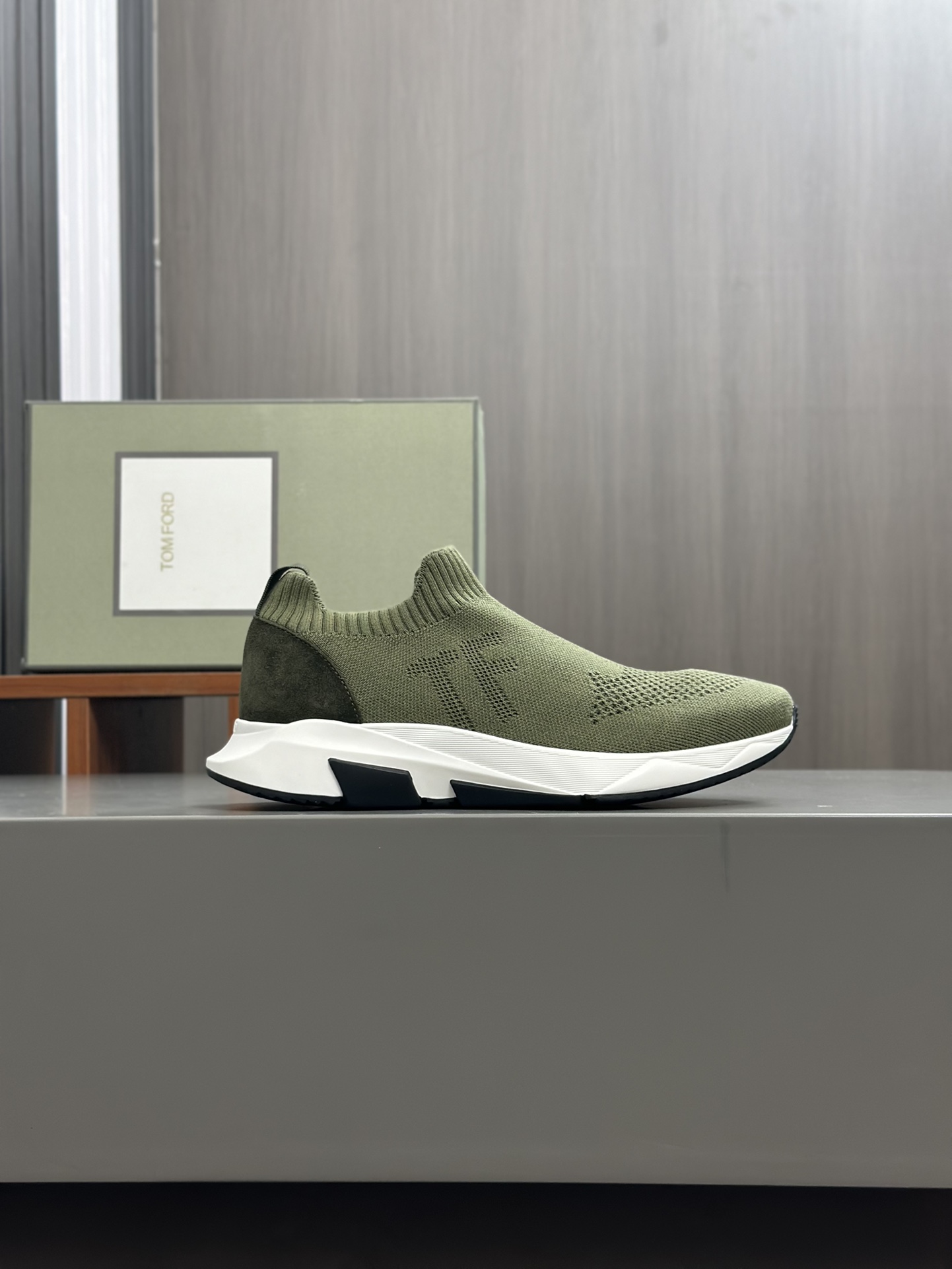 TOM FORD zapatillas bajas de puntoTejido de punto de alta densidad con artesanía de piel de vacuno, 