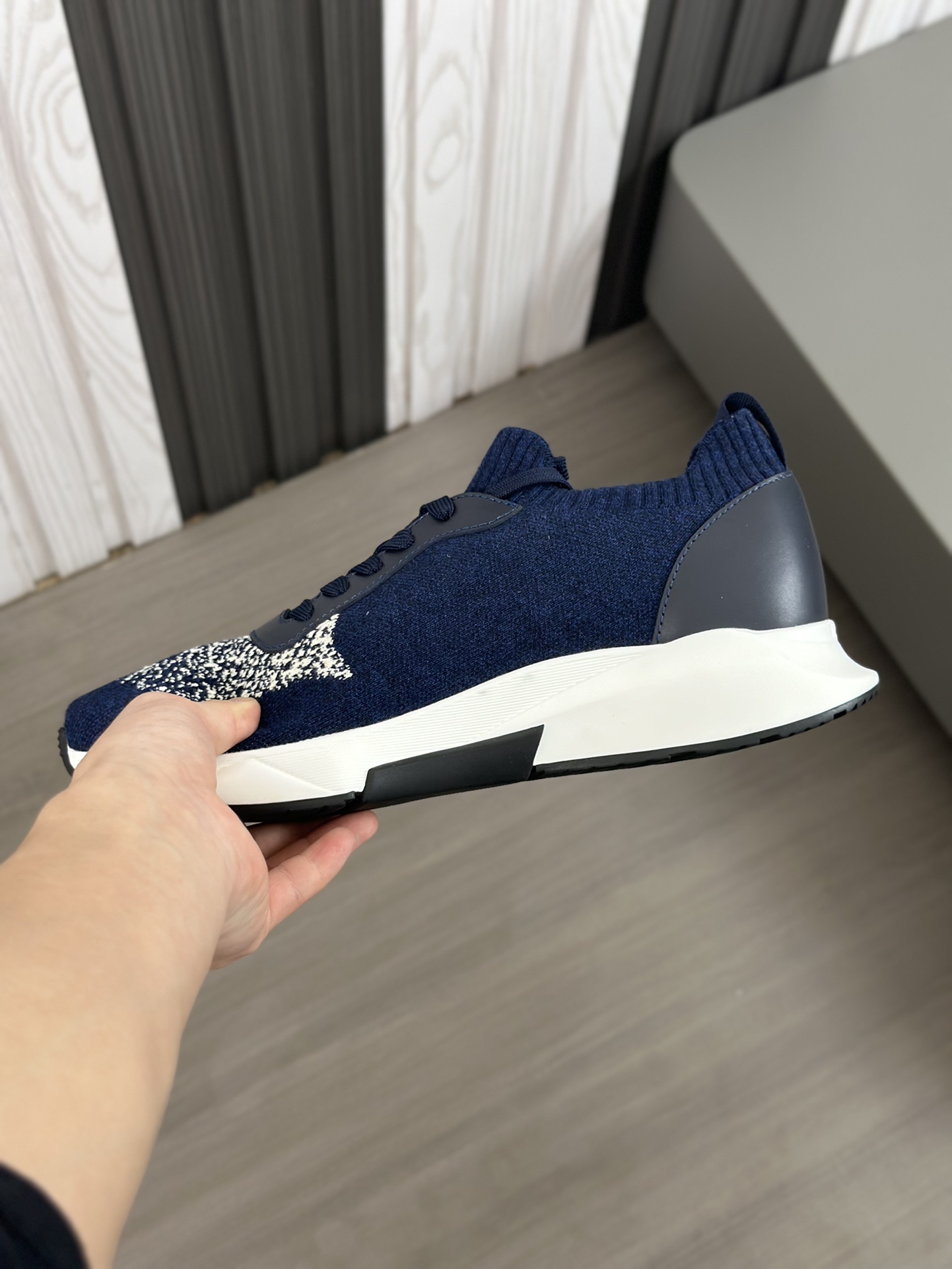 TOM FORD zapatillas bajas de puntoTejido de punto de alta densidad con artesanía de piel de vacuno, 