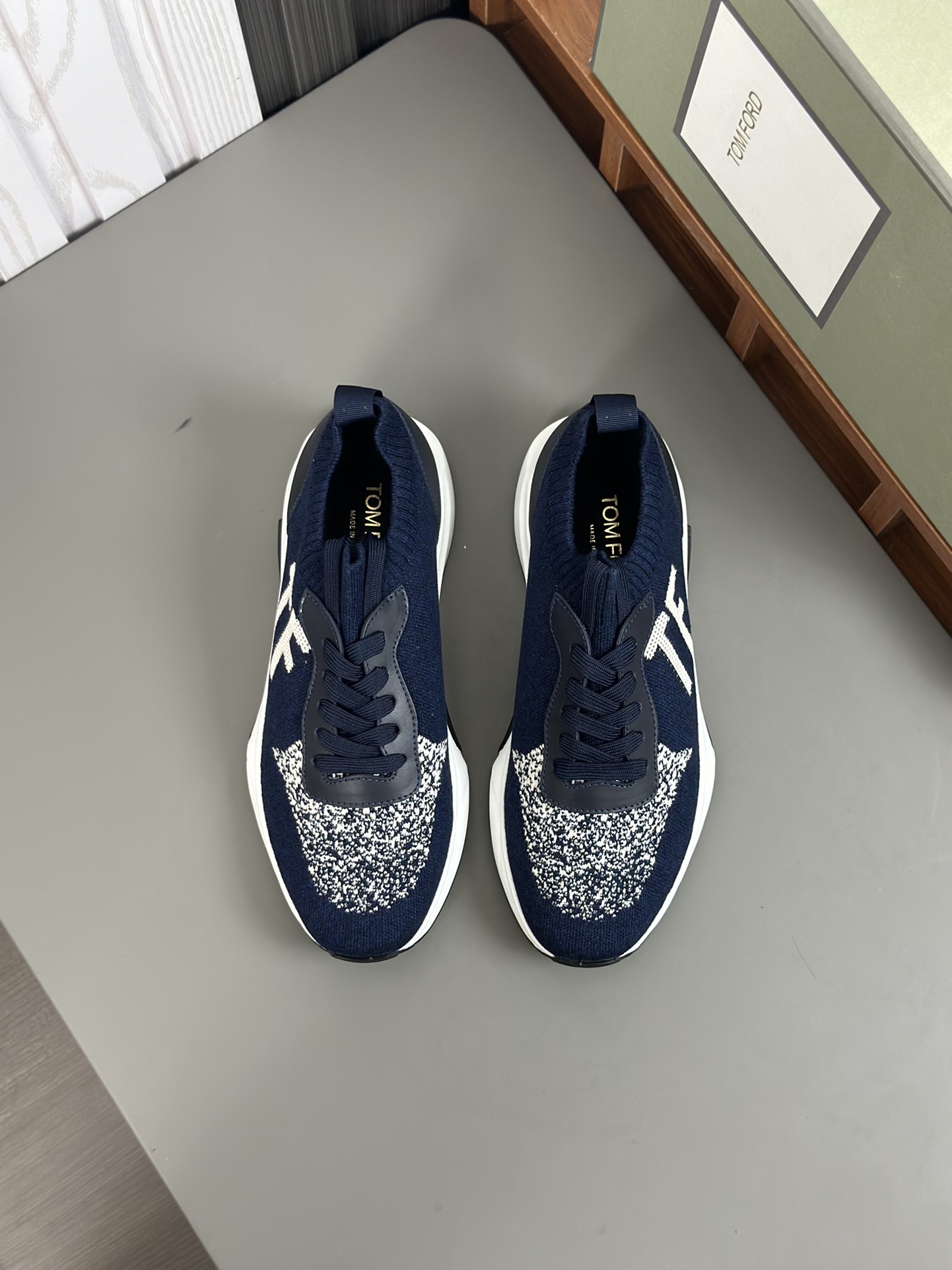 TOM FORD zapatillas bajas de puntoTejido de punto de alta densidad con artesanía de piel de vacuno, 